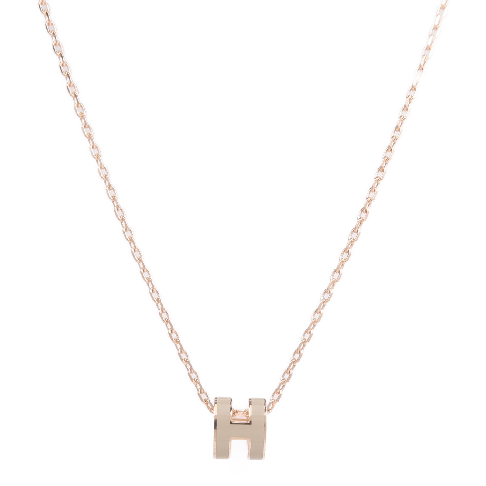 HERMES 金屬Mini Pop H Necklace項鍊Marron Glace