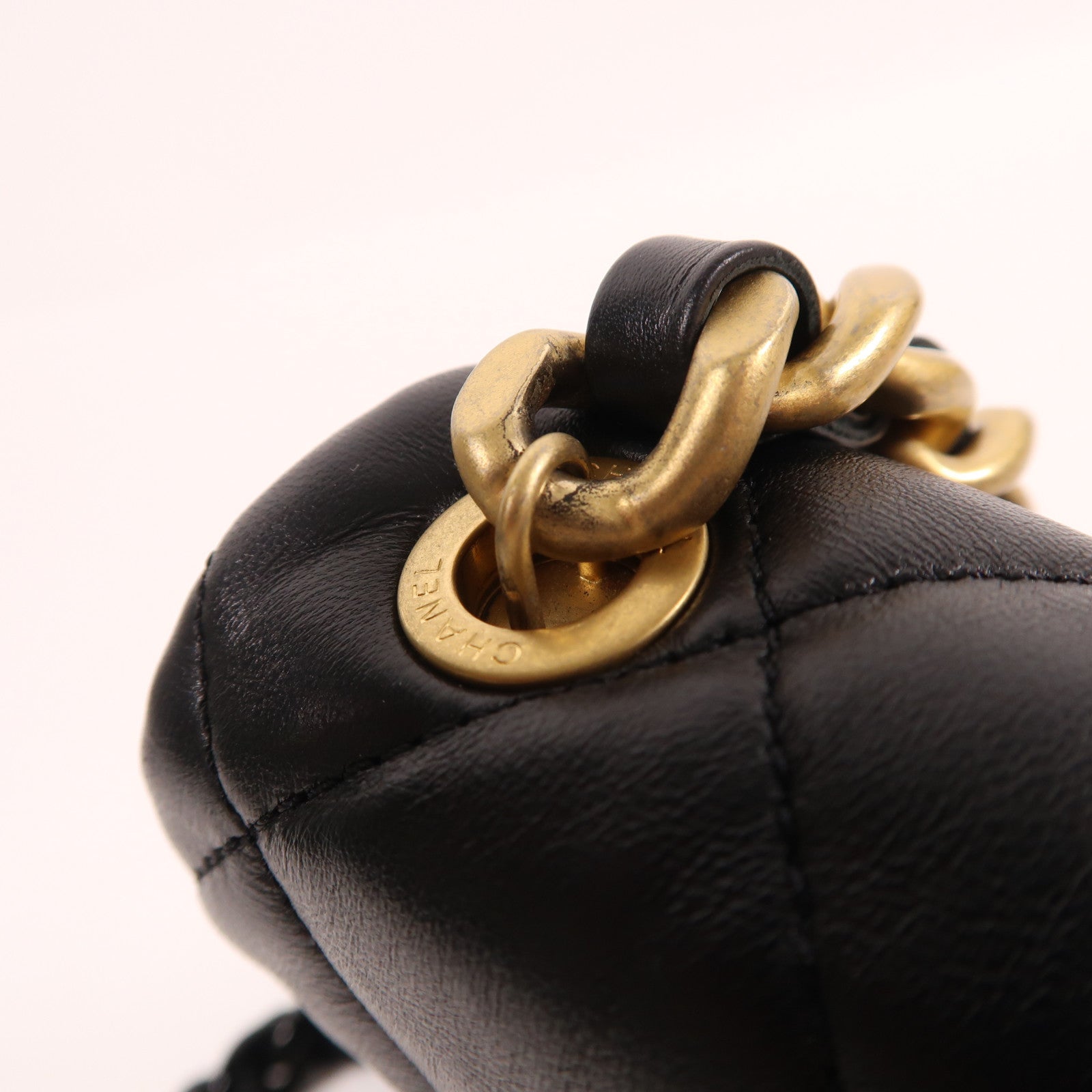 CHANEL 羊皮皮革Flap Shoulder Bag金扣鏈帶肩背袋
