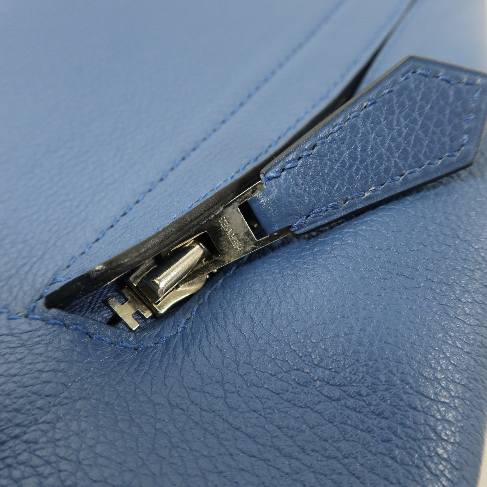 HERMES Evercolor皮革Sac A Dos GR24銀扣背包Bleu Brighton
