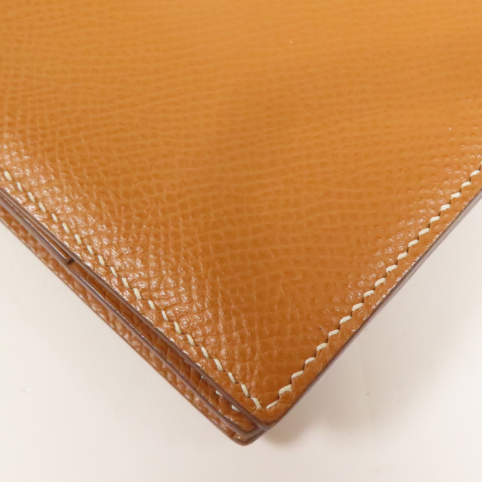 HERMES Epsom皮革Bearn W Snap銀扣長錢包Gold