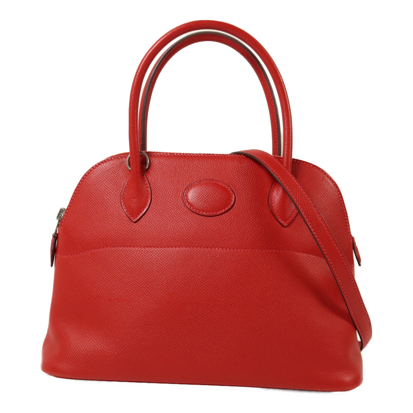 HERMES Epsom皮革Bolide 27銀扣手挽肩背兩用袋Rouge Casaque