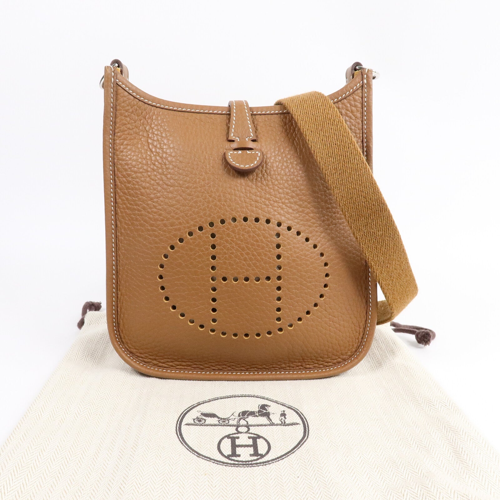 HERMES Clemence皮革Evelyne TPM肩背袋Gold
