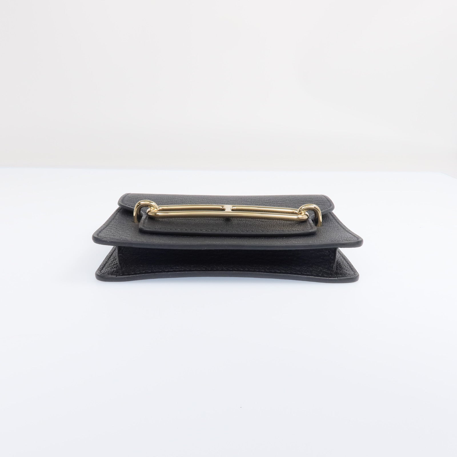 HERMES 【激減優惠】Chevre皮革Roulis Slim金扣錢包Noir
