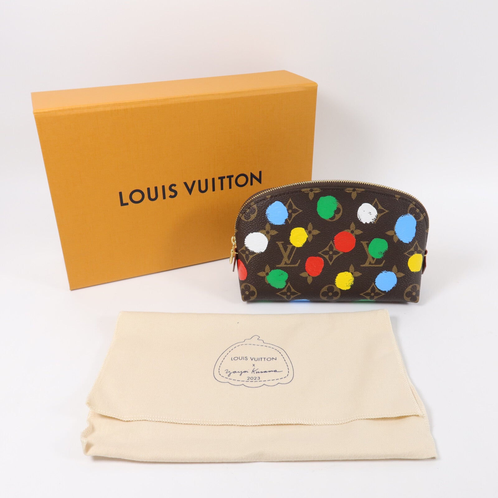 LOUIS VUITTON Monogram LV X Yayoi Kusama Cosmetic Pouch PM配件袋