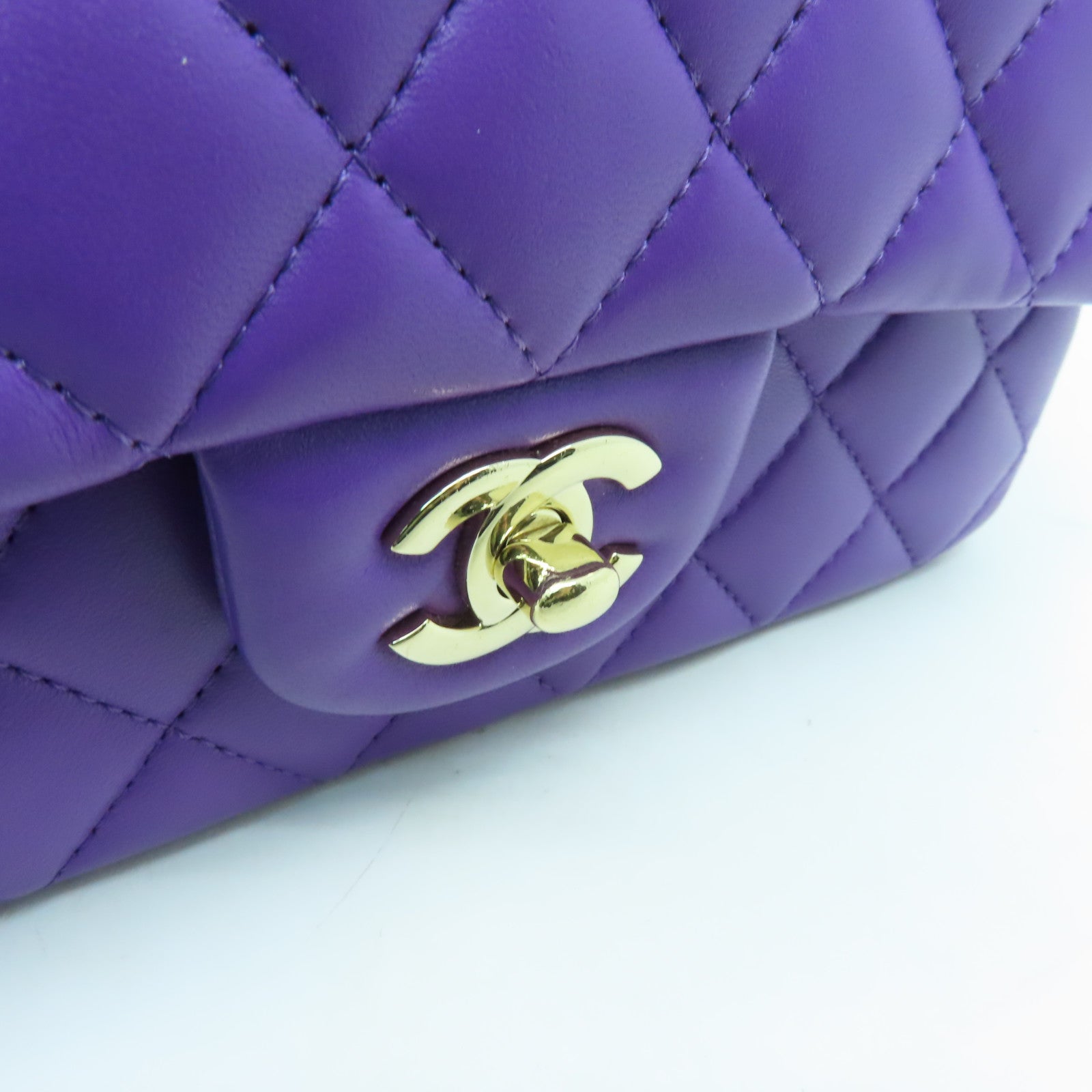 CHANEL 【激減優惠】菱格羊皮皮革CF20金扣手挽肩背兩用袋紫色