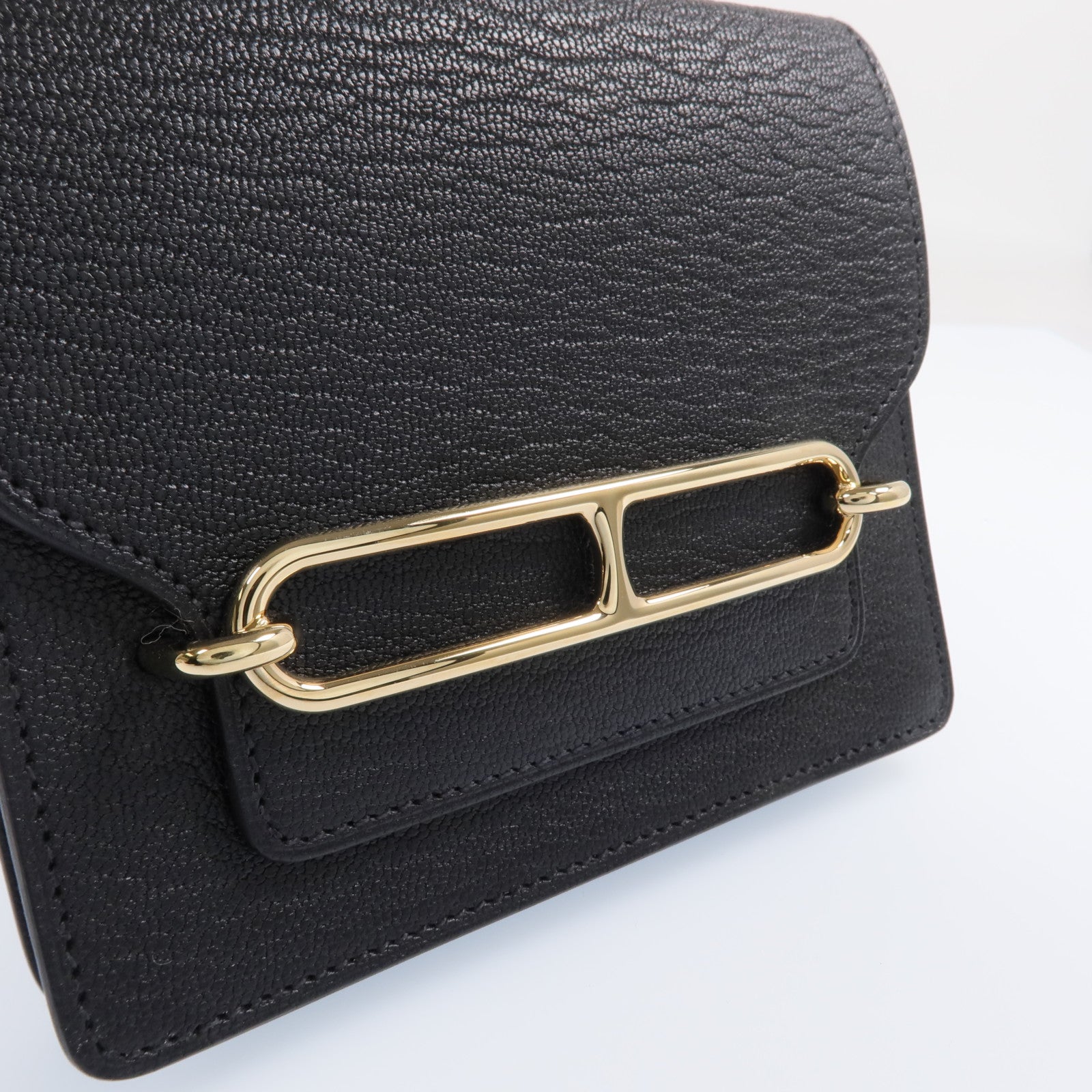 HERMES 【激減優惠】Chevre皮革Roulis Slim金扣錢包Noir