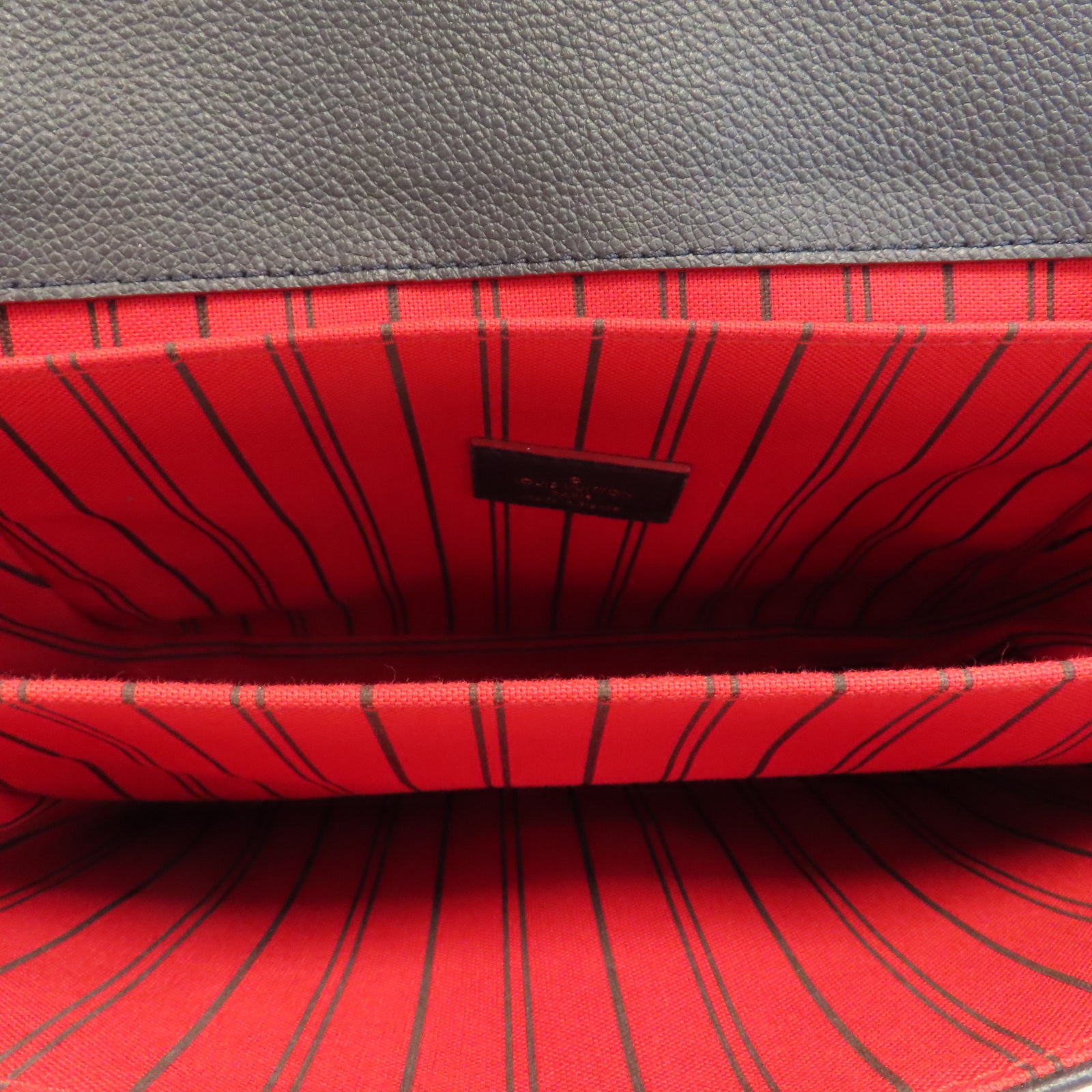 LOUIS VUITTON Monogram Empreinte Pochette Metis金扣手挽肩背兩用袋深藍色
