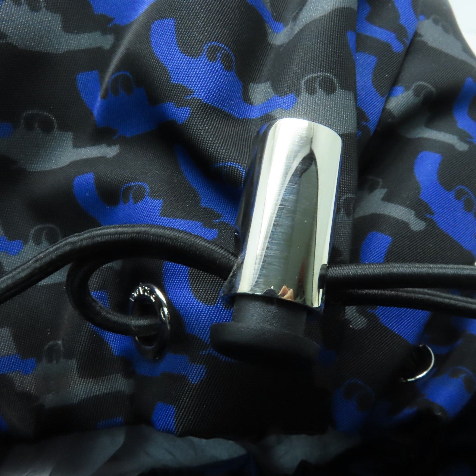 PRADA 尼龍Pistol Pattern Backpack銀扣背包藍色