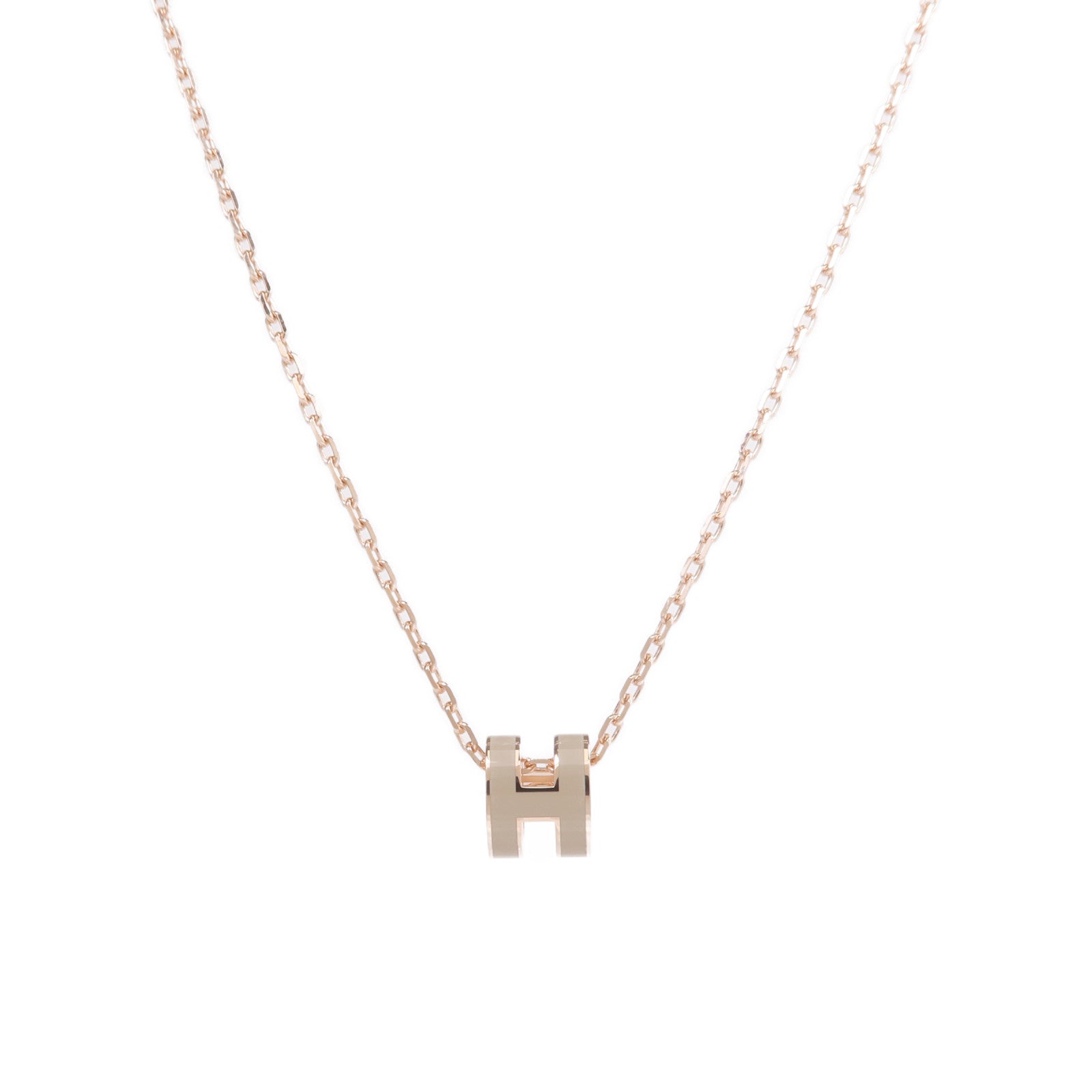 HERMES 金屬Mini Pop H Necklace項鍊Marron Glace