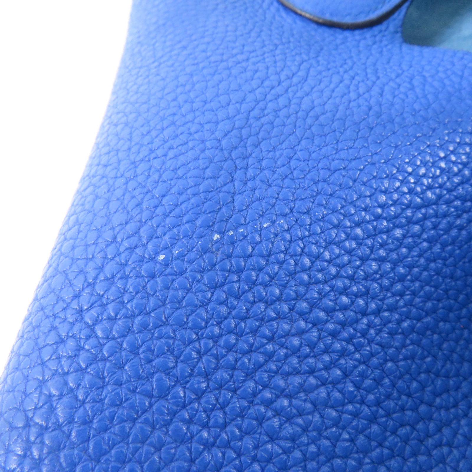 HERMES Clemence皮革Picotin MM銀扣手挽袋Bleu Zellige/藍色