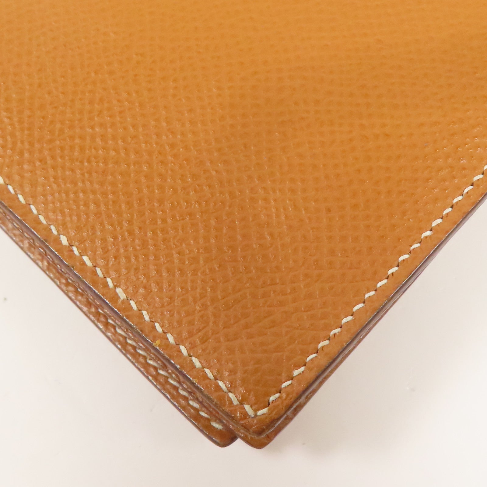 HERMES Epsom皮革Bearn W Snap銀扣長錢包Gold