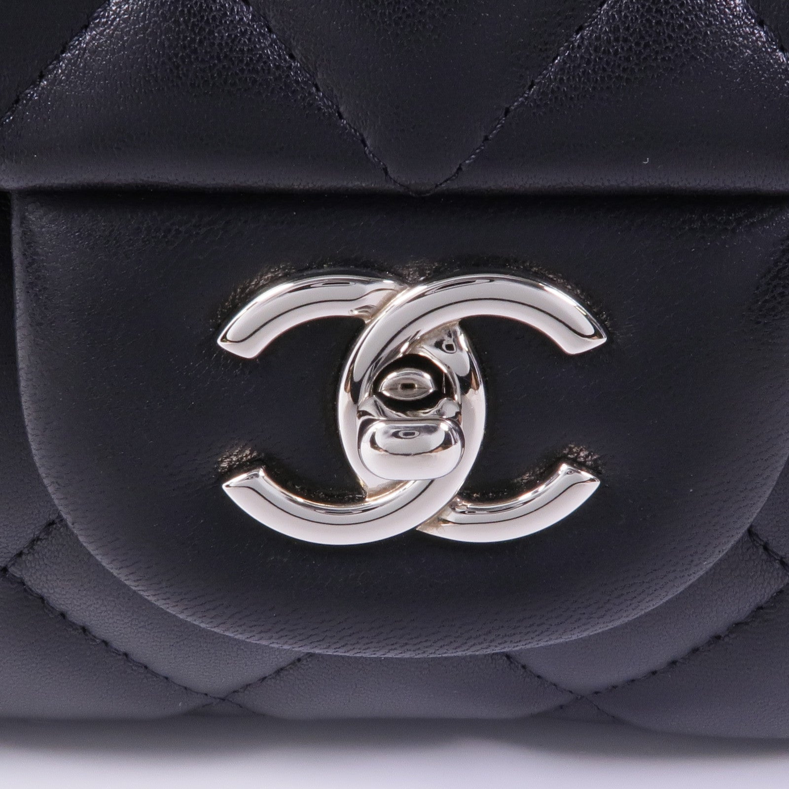 CHANEL 羊皮皮革Large Classic銀扣肩背袋