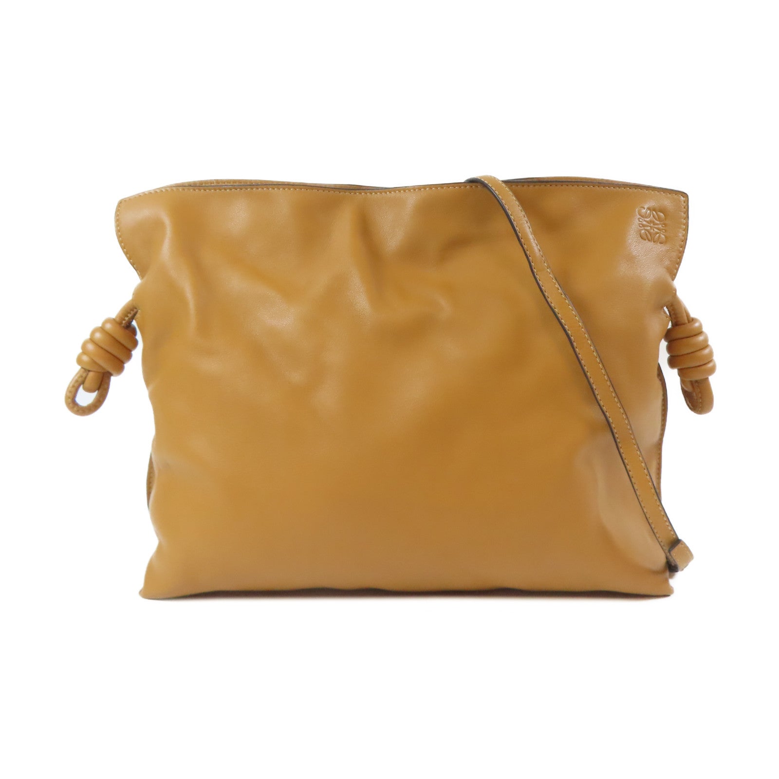 LOEWE 牛皮皮革Flamenco金扣肩背袋啡色