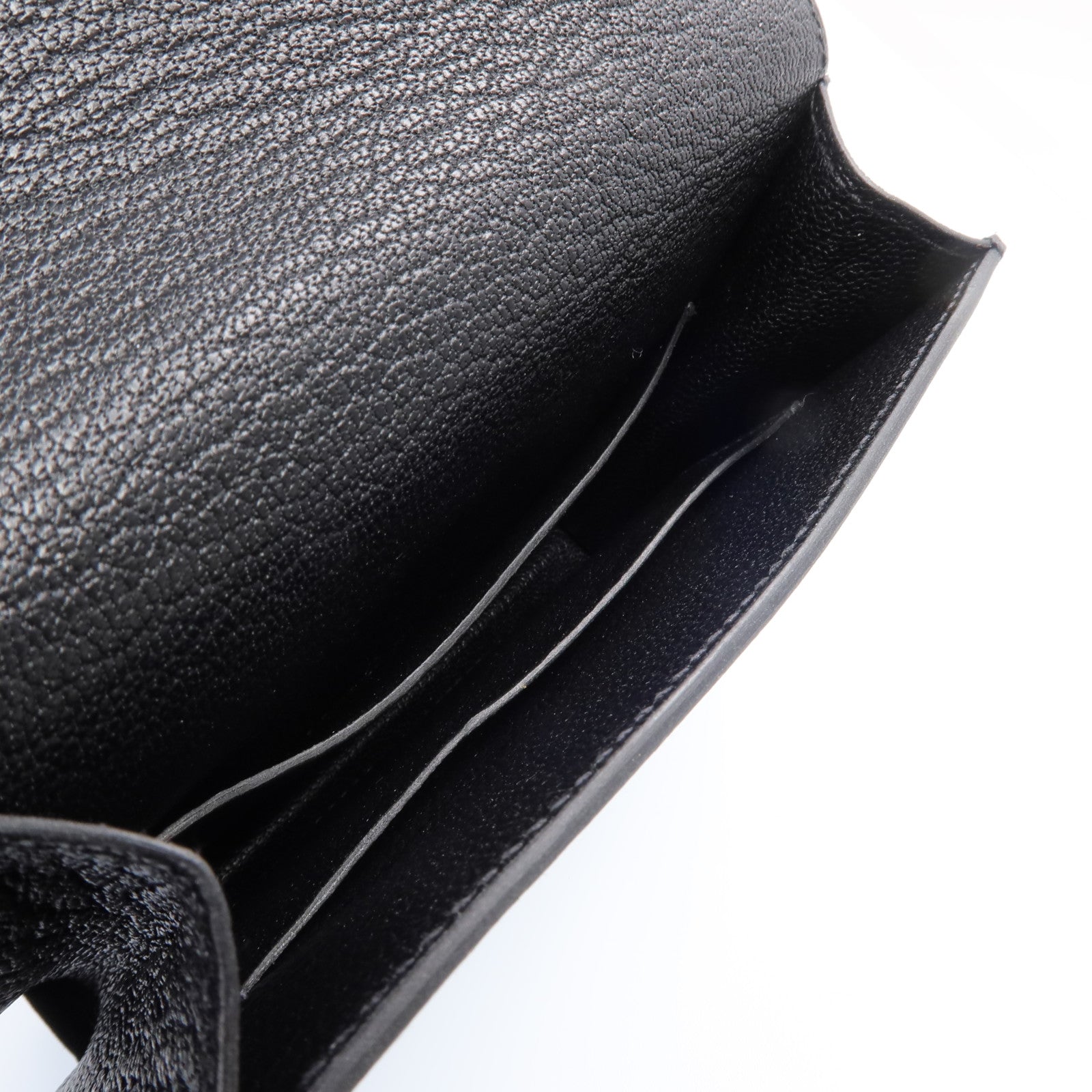 HERMES 【激減優惠】Chevre皮革Roulis Slim金扣錢包Noir