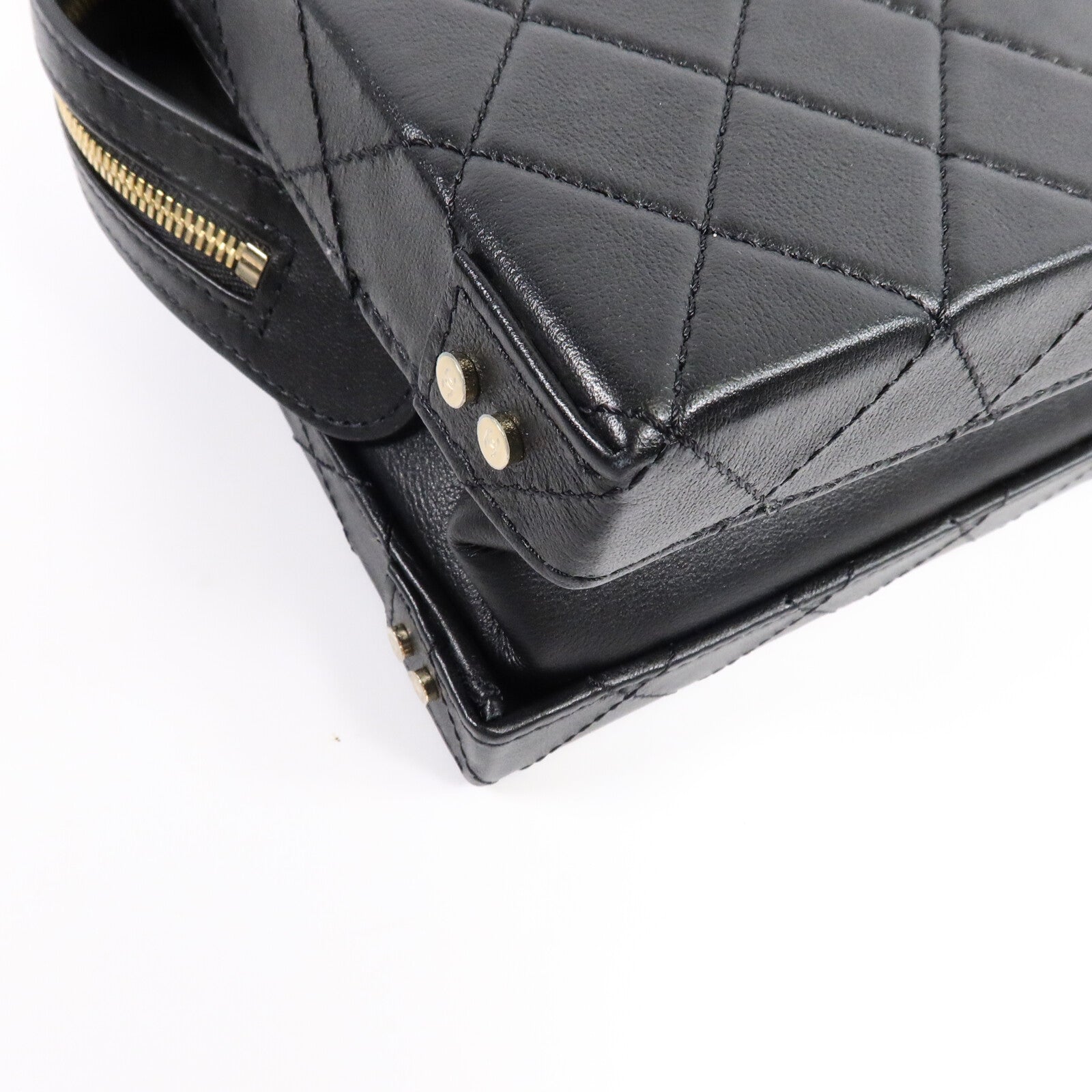 CHANEL 牛皮皮革Vanity Case鏈帶手挽肩背兩用袋