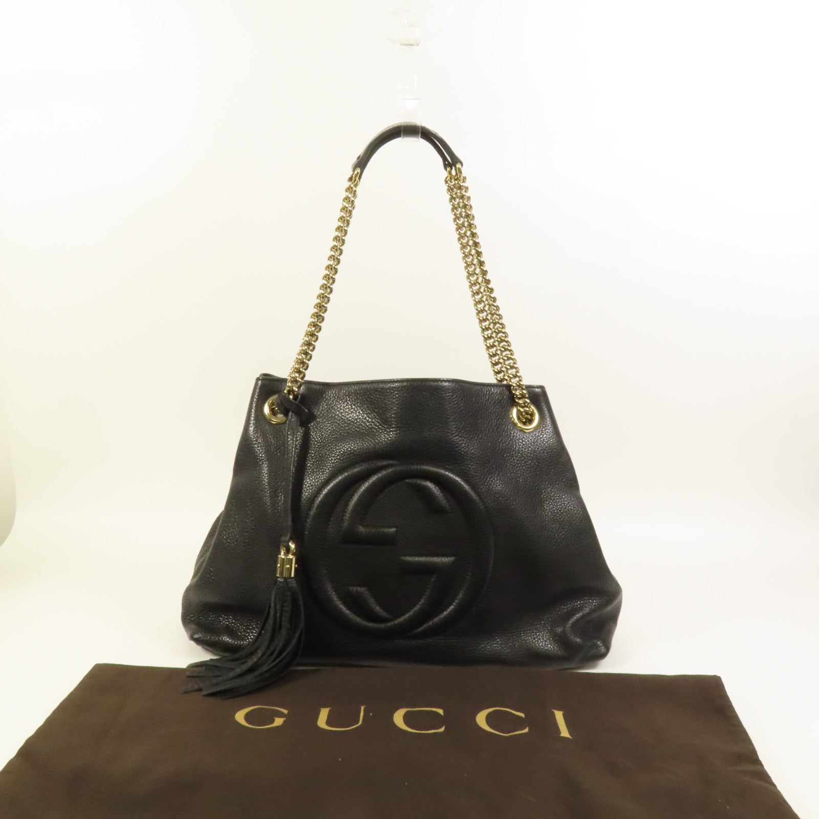 GUCCI 牛皮皮革Soho Pebbled金扣肩背袋