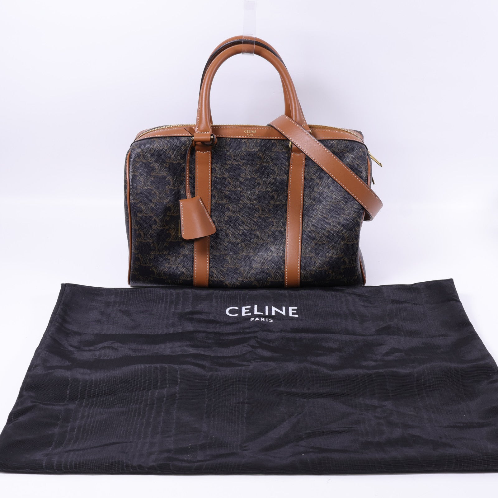CELINE 塗層帆布Large Boston IN Triomphe金扣手挽肩背兩用袋