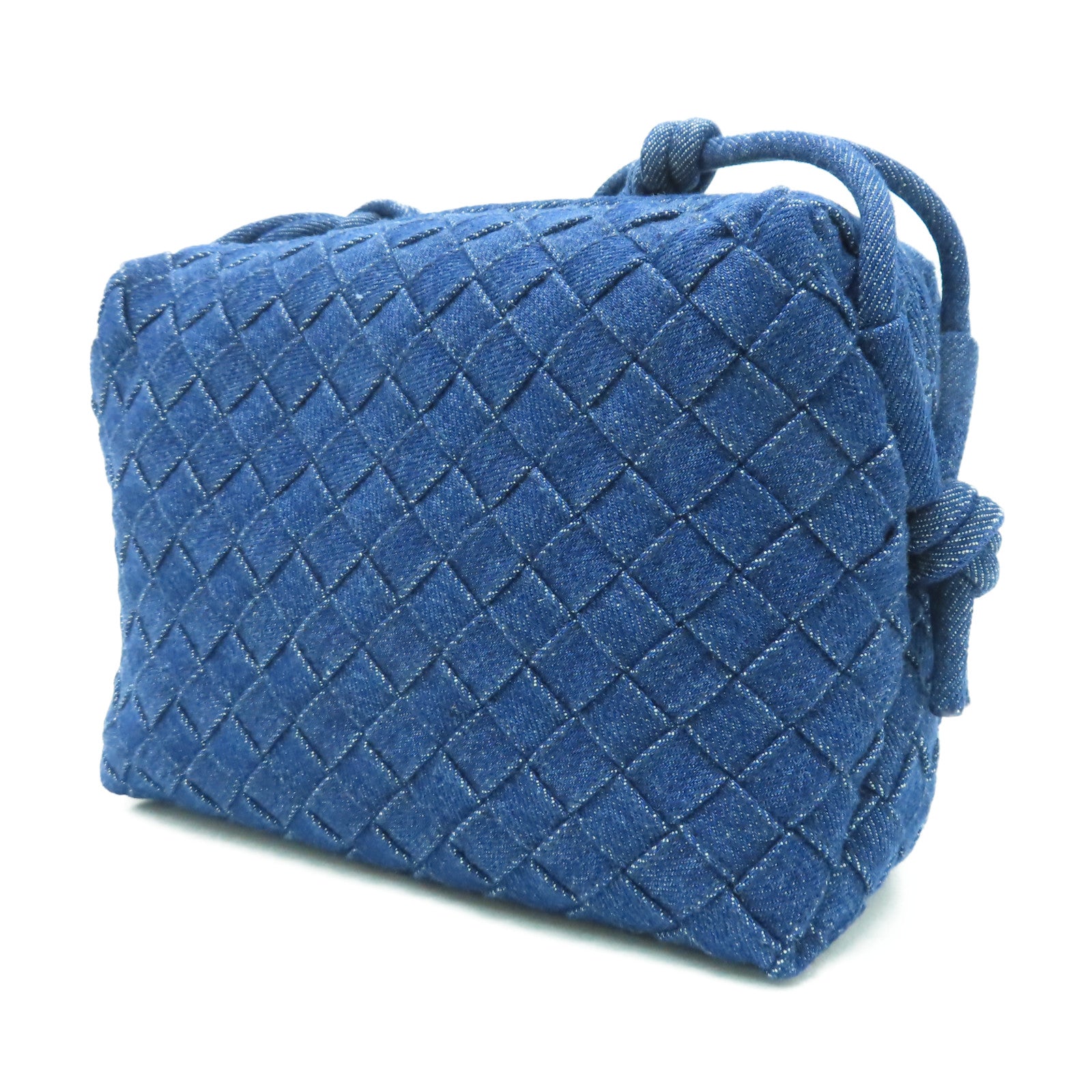 BOTTEGA VENETA 牛仔布料Small Loop Camera Bag金扣肩背袋藍色