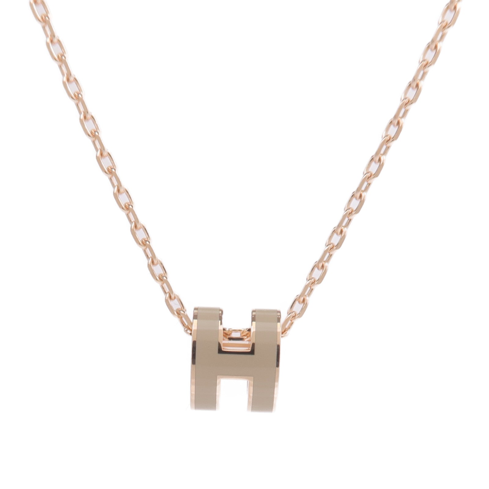 HERMES 金屬Mini Pop H Necklace項鍊Marron Glace