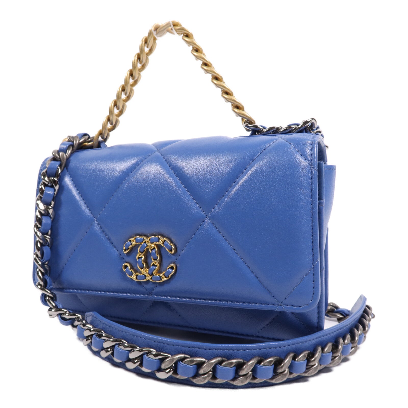 CHANEL 羊皮皮革19 WOC Wallet On Chain鏈帶手挽肩背兩用袋