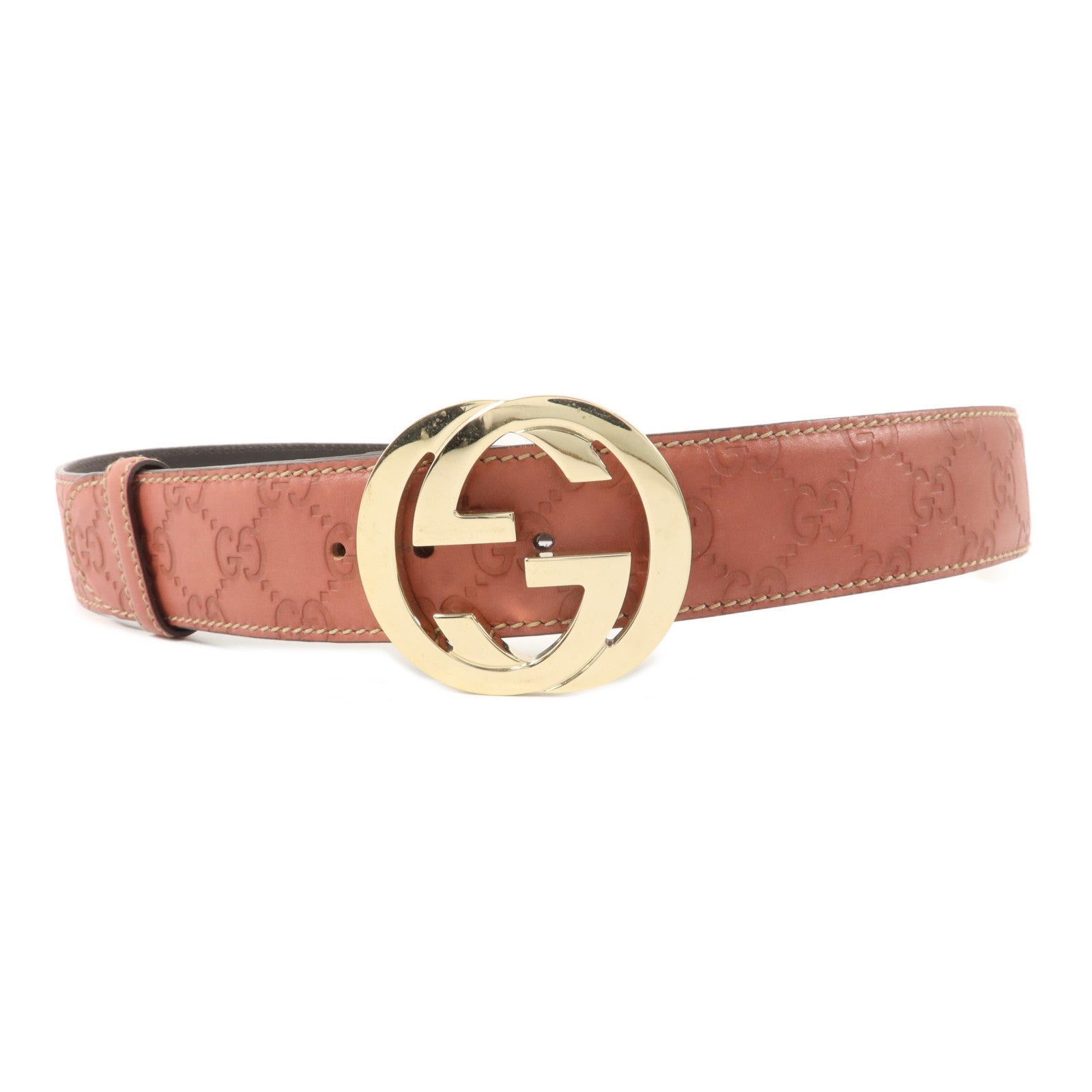 GUCCI 牛皮皮革Interlocking GG Belt 85cm皮帶