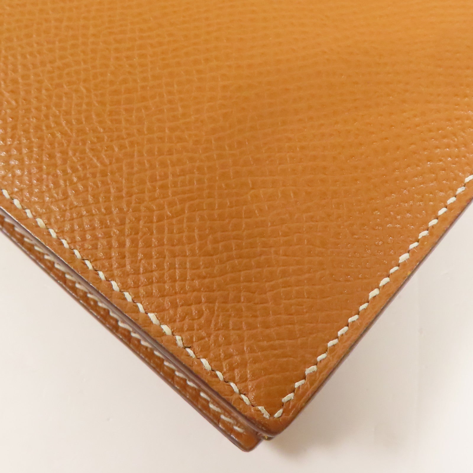 HERMES Epsom皮革Bearn W Snap銀扣長錢包Gold