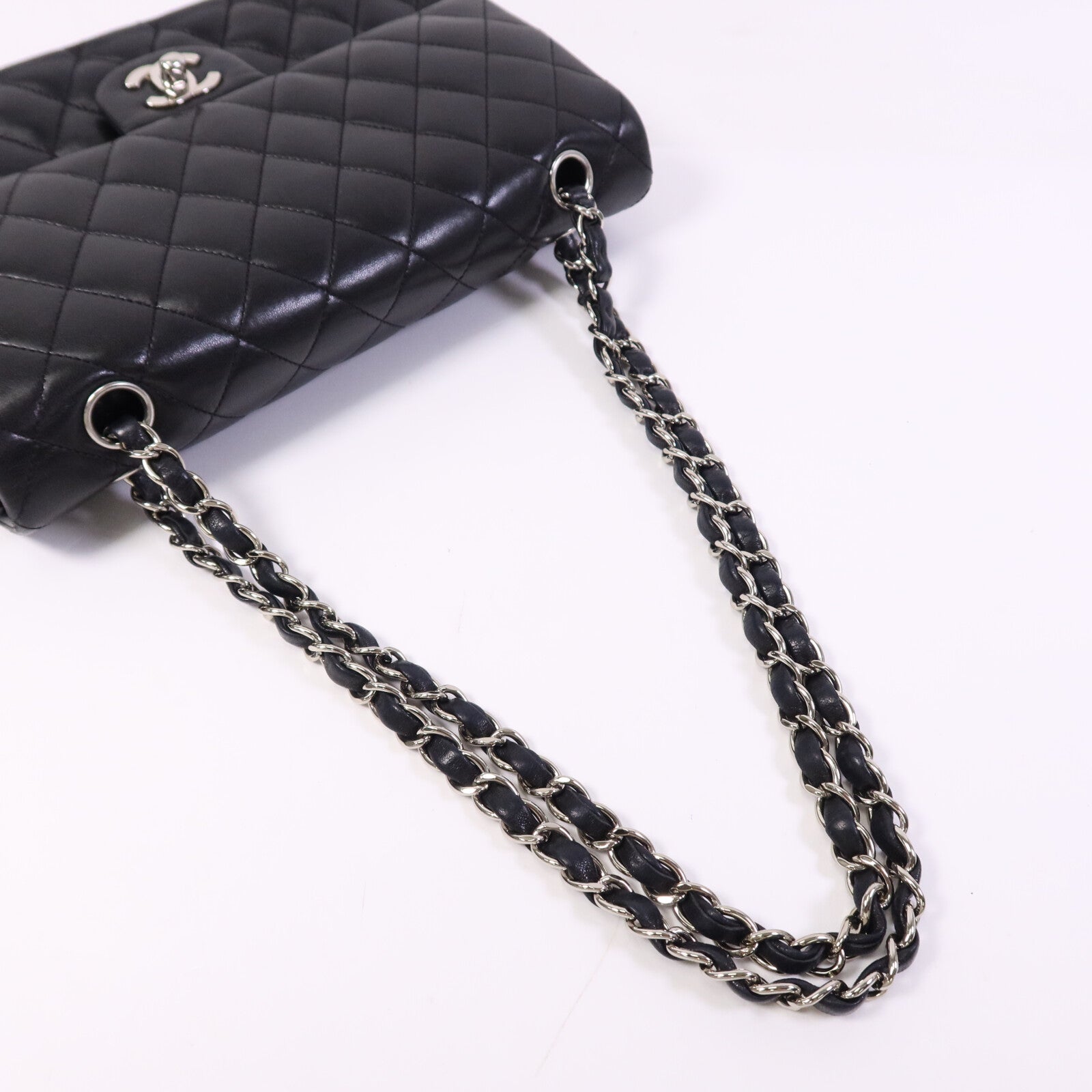 CHANEL 羊皮皮革Classic 25銀扣鏈帶肩背袋