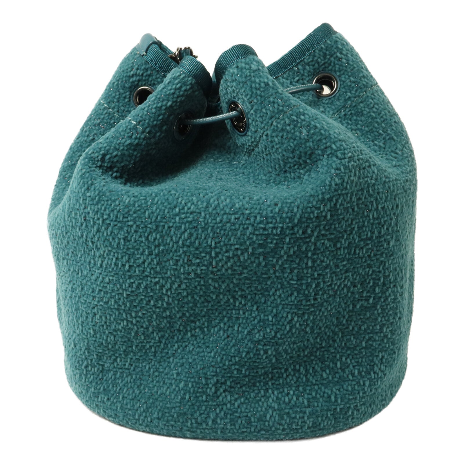 CHANEL 絨布Deauville Drawstring Bucket鏈帶肩背袋