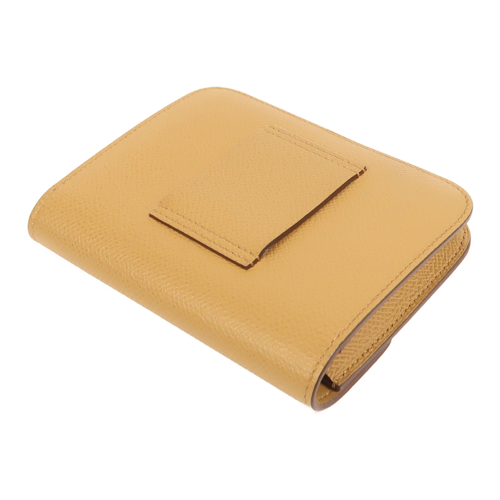 HERMES Epsom皮革Constance Slim銀扣錢包Biscuit