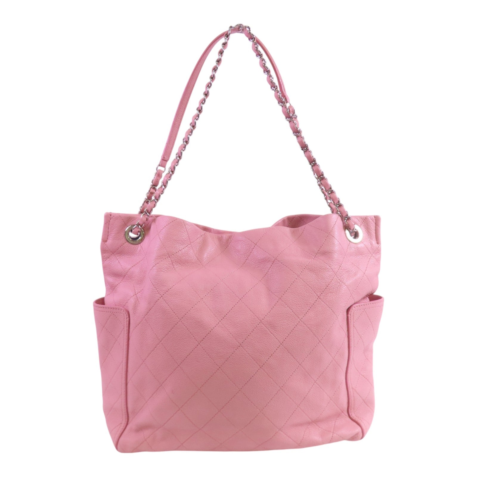 CHANEL CC SHW Chain Shoulder Bag Tote Bag Calfskin Leather