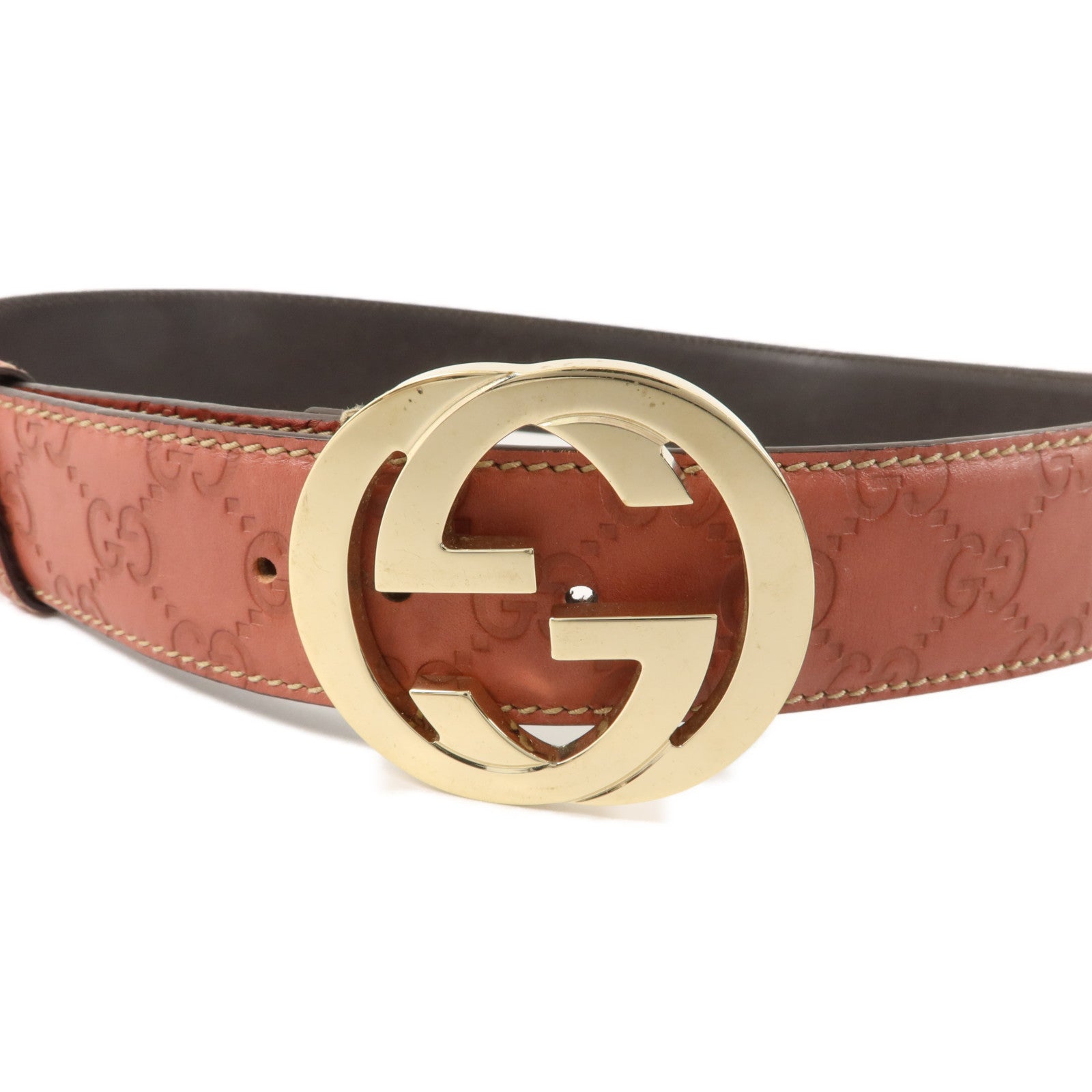 GUCCI 牛皮皮革Interlocking GG Belt 85cm皮帶