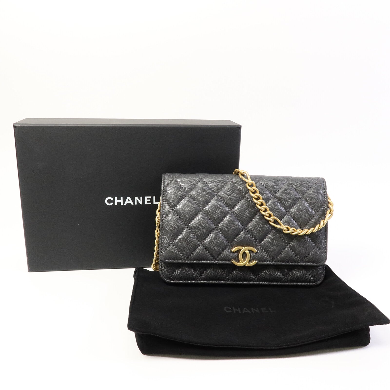 CHANEL 牛皮皮革Wallet On Chain鏈帶肩背袋
