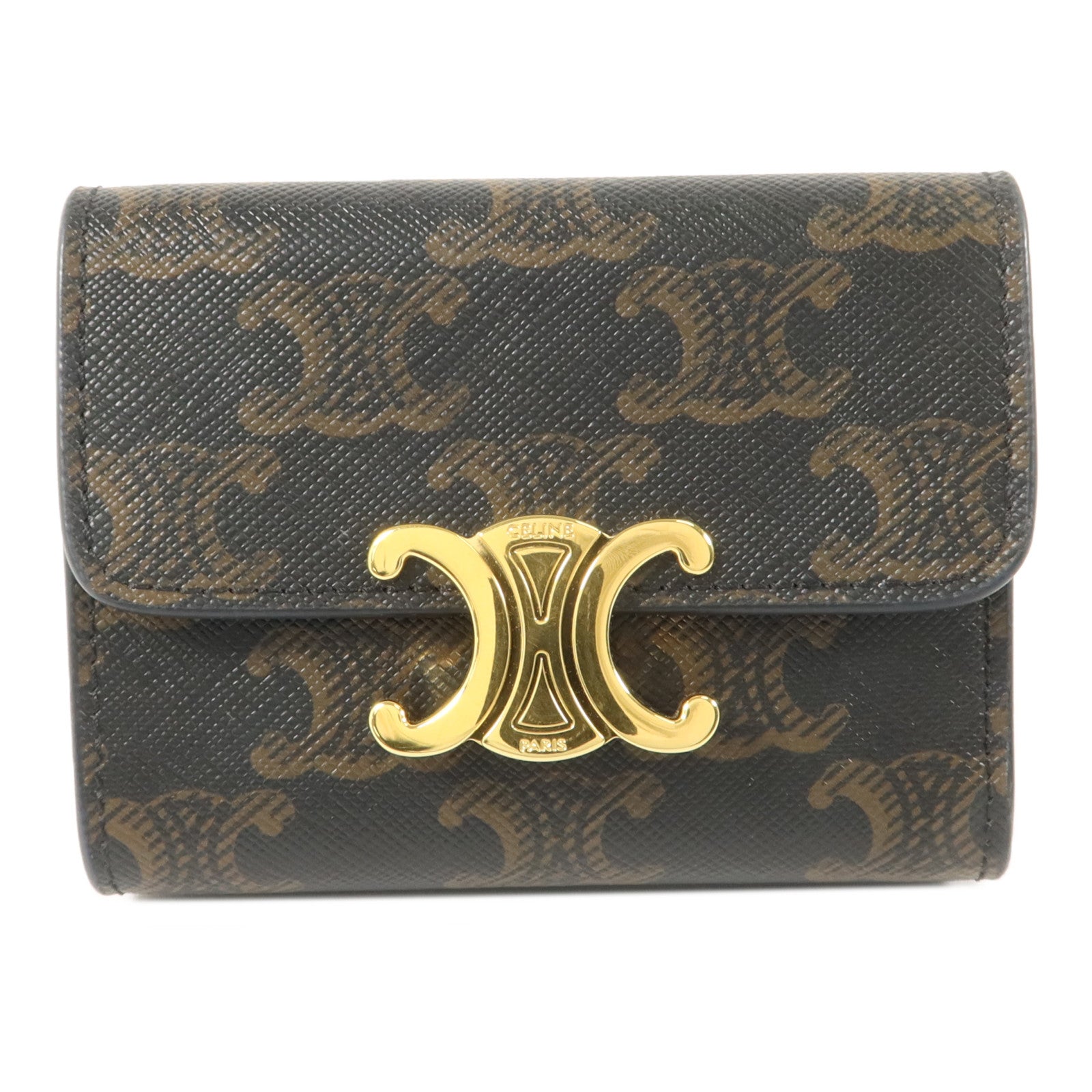 CELINE 塗層帆布Compact Wallet With Coin Triomphe錢包