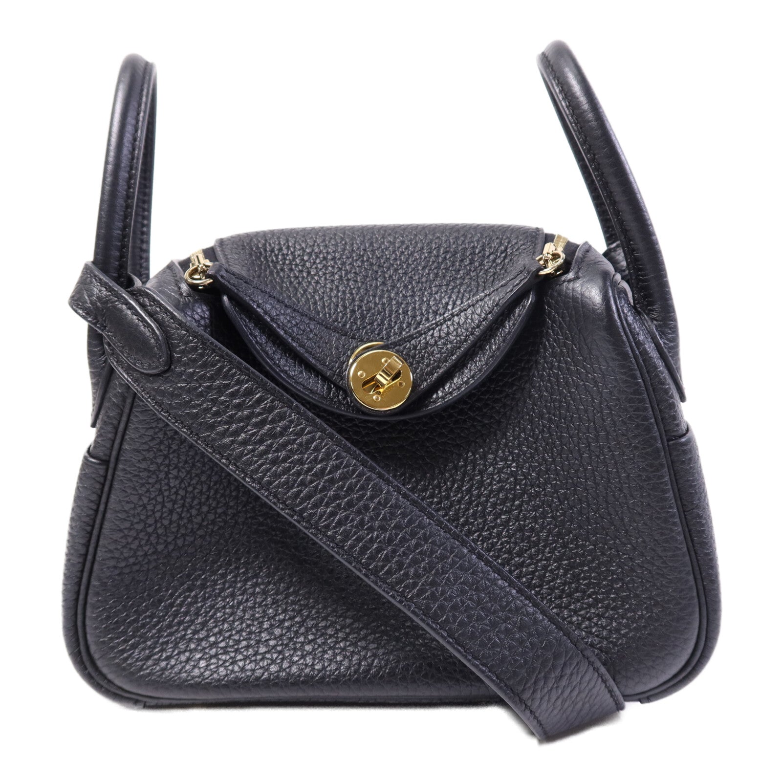 HERMES Clemence皮革Mini Lindy金扣手挽肩背兩用袋Nior