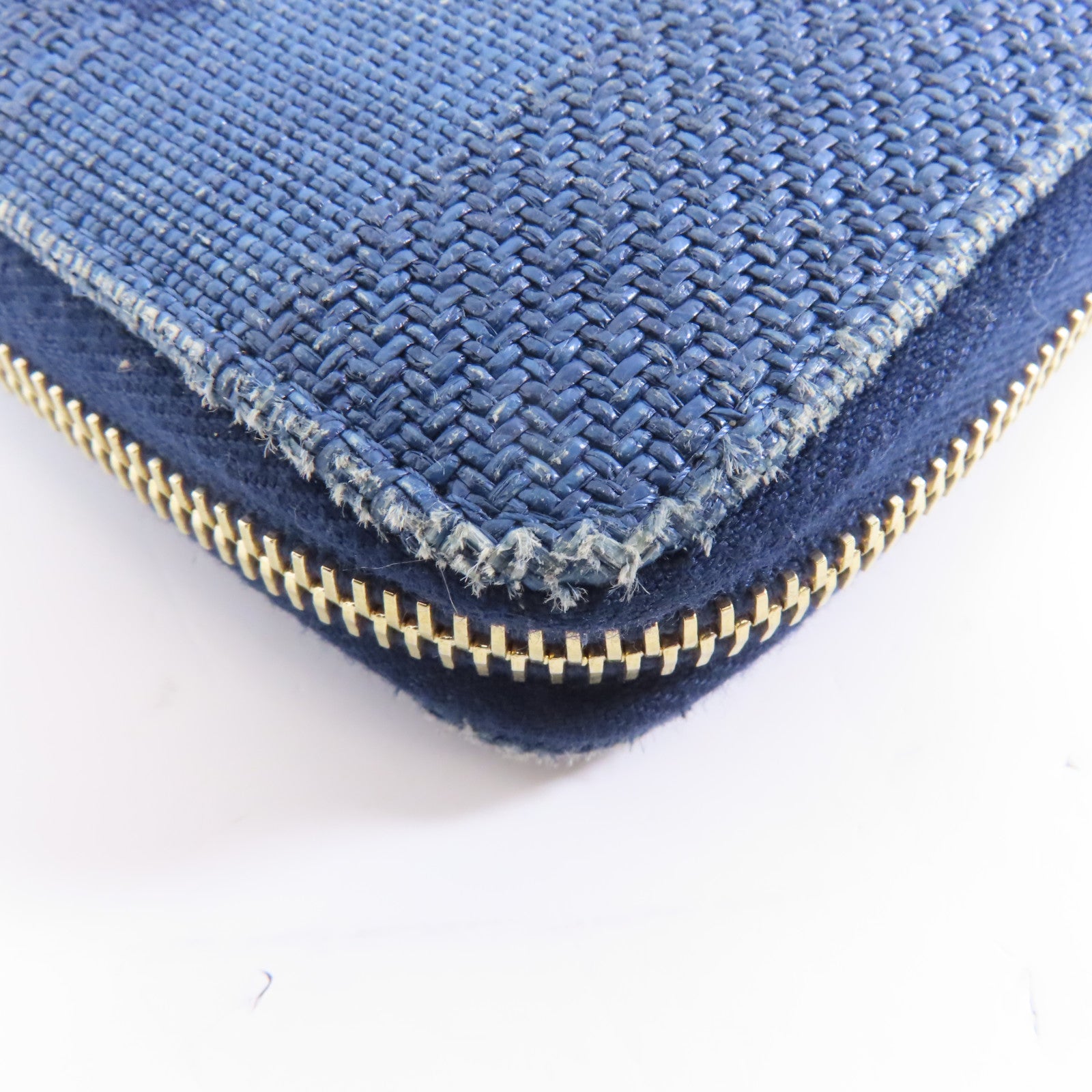 CHANEL 【激減優惠】牛仔布Zipped Long Wallet金扣長錢包藍色