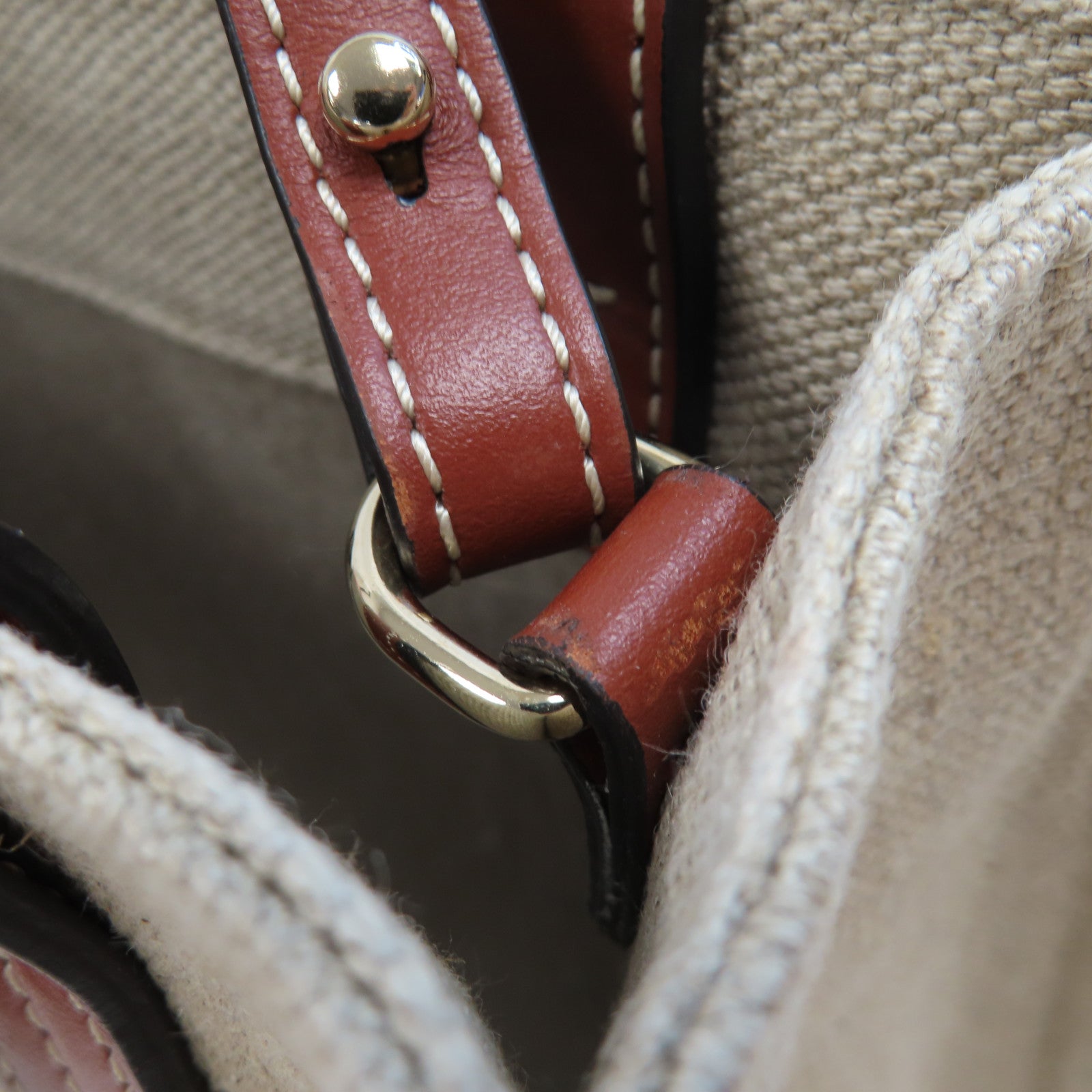 Chloe 帆布Small Woody Tote bag金扣手挽肩背兩用袋米色/啡色