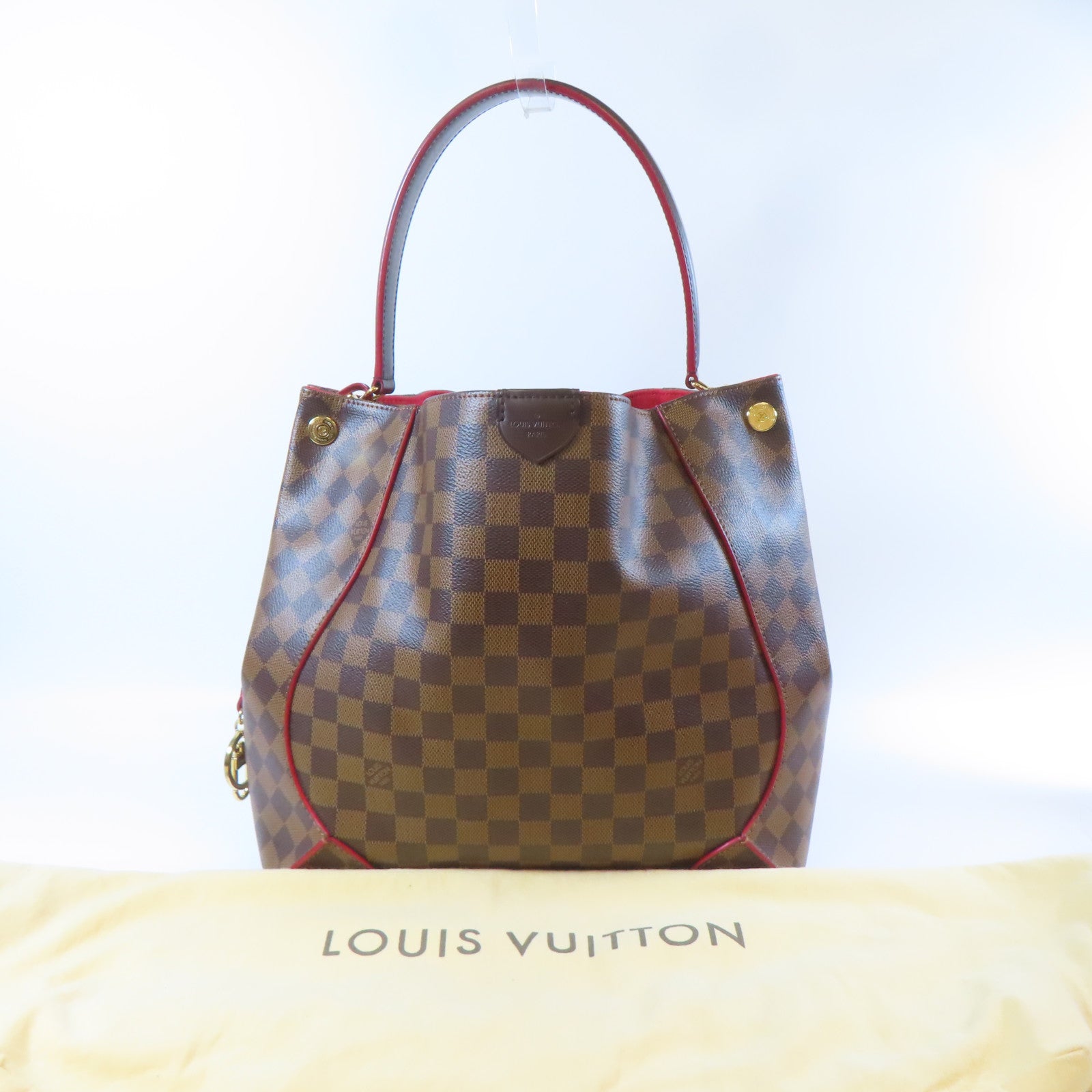 LOUIS VUITTON Damier Caissa Hobo金扣肩背袋啡色