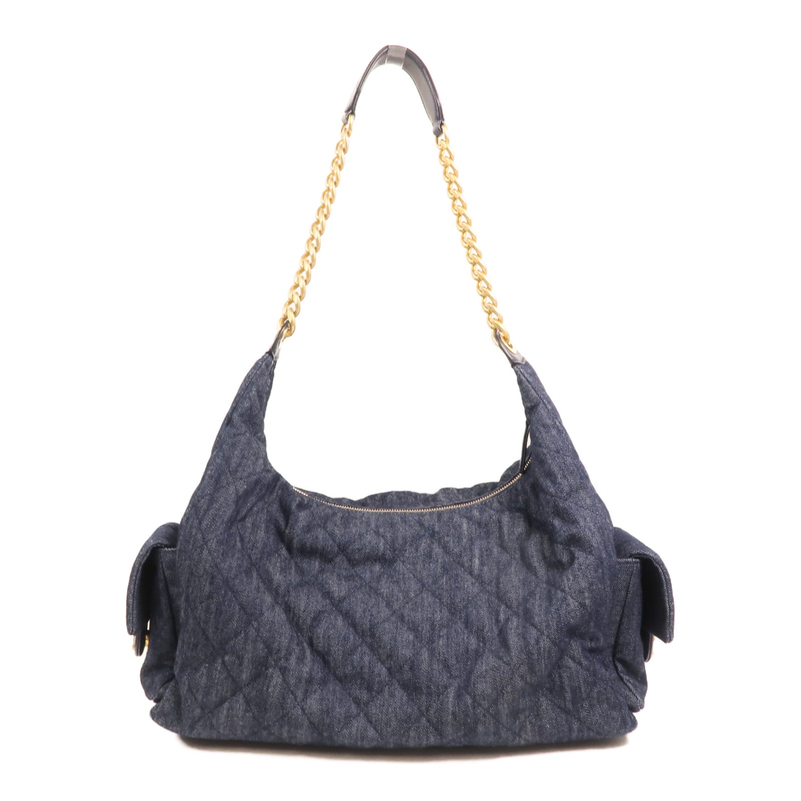 CHANEL 牛仔布C25 Hobo金扣鏈帶肩背袋
