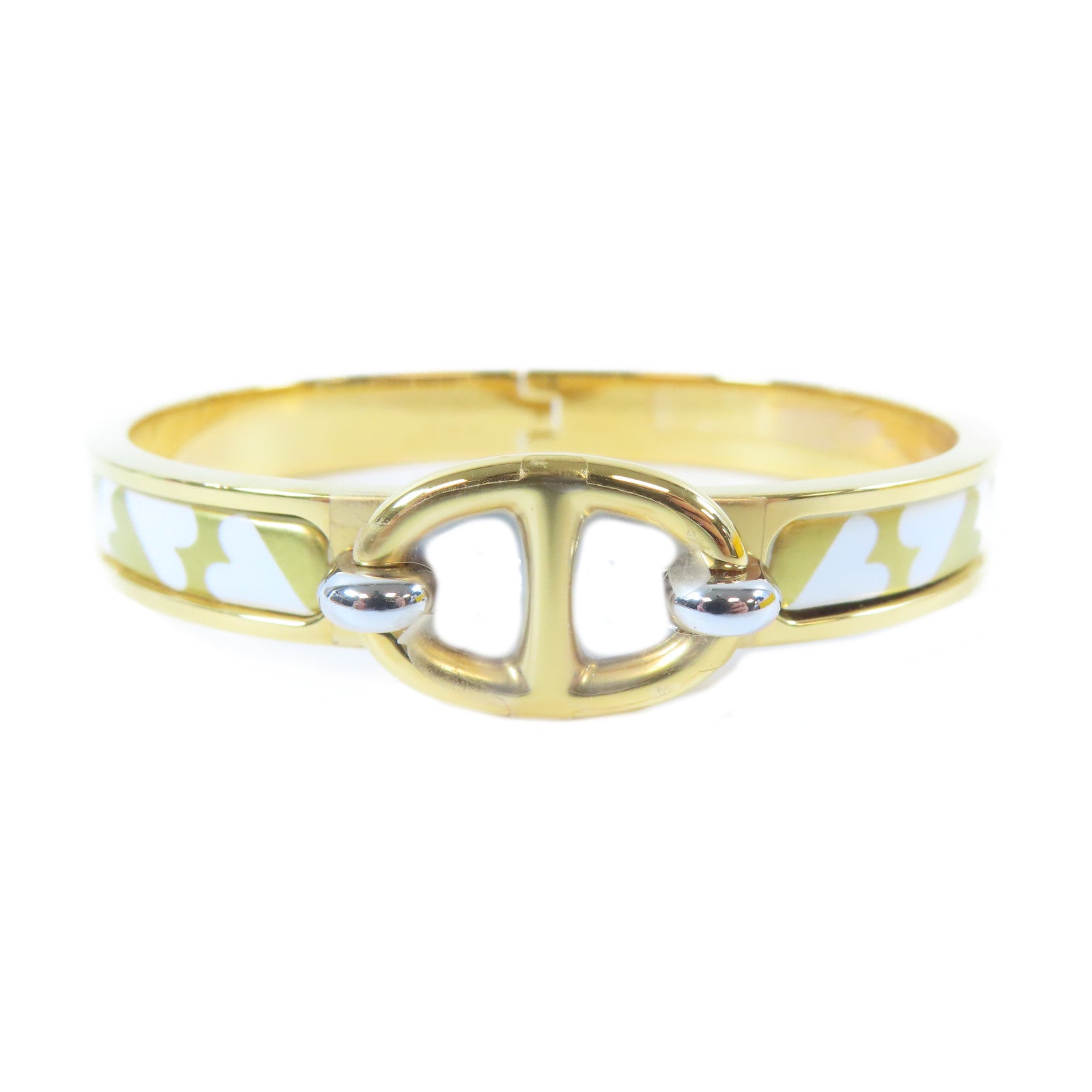HERMES 【激減優惠】金屬Mini Clic Chaine D'Ancre Bracelet手鐲金色/白色