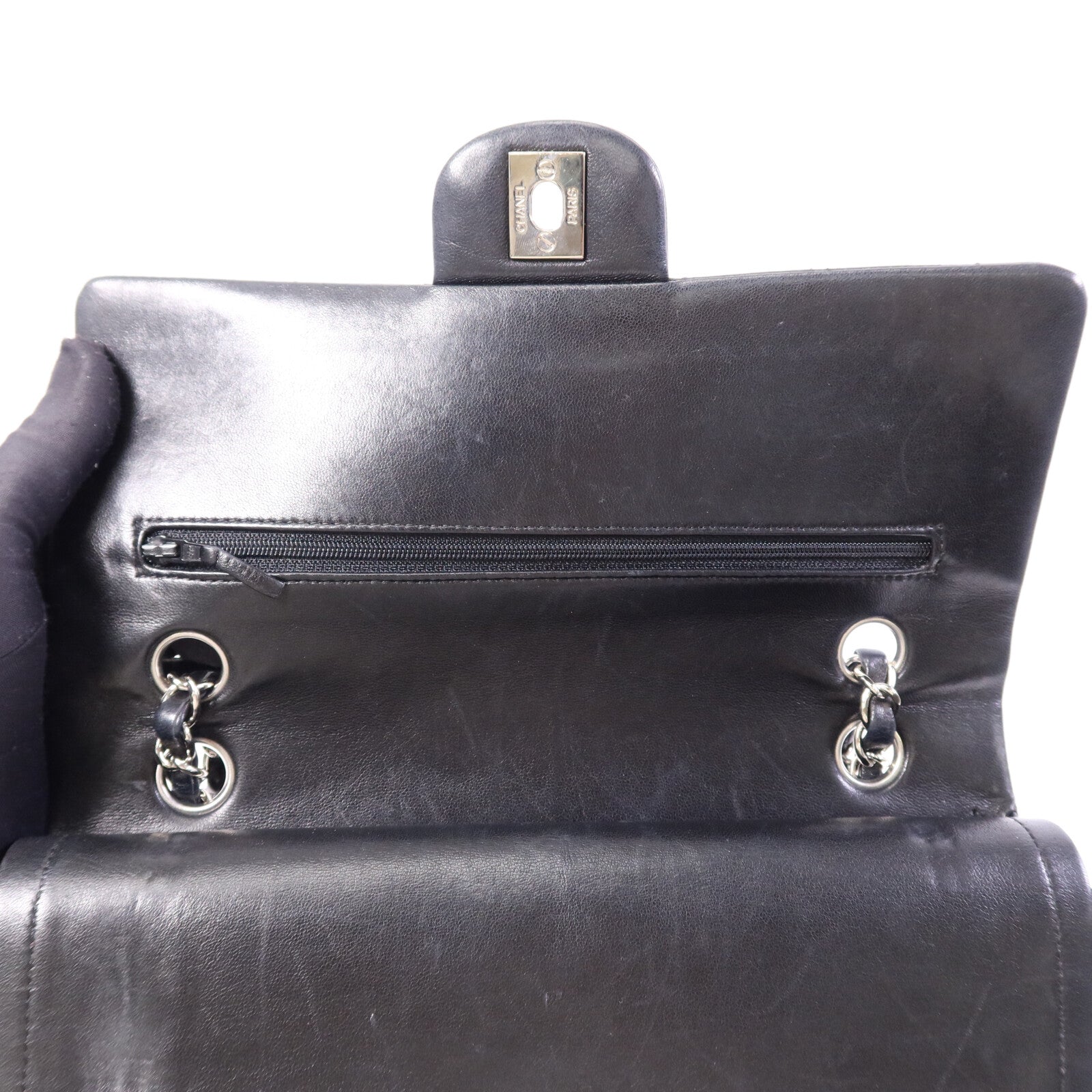 CHANEL 羊皮皮革Classic 25銀扣鏈帶肩背袋
