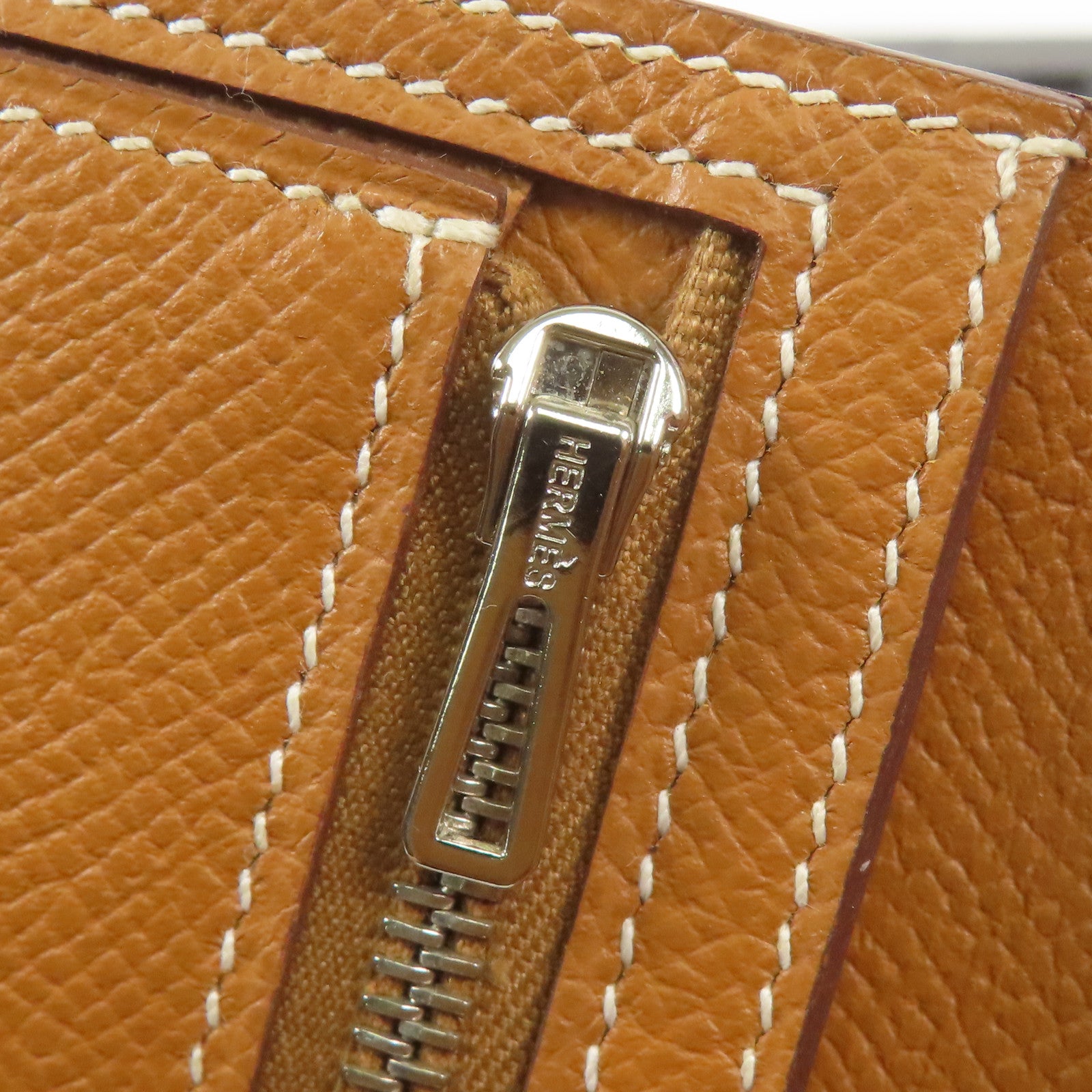 HERMES Epsom皮革Bearn W Snap銀扣長錢包Gold