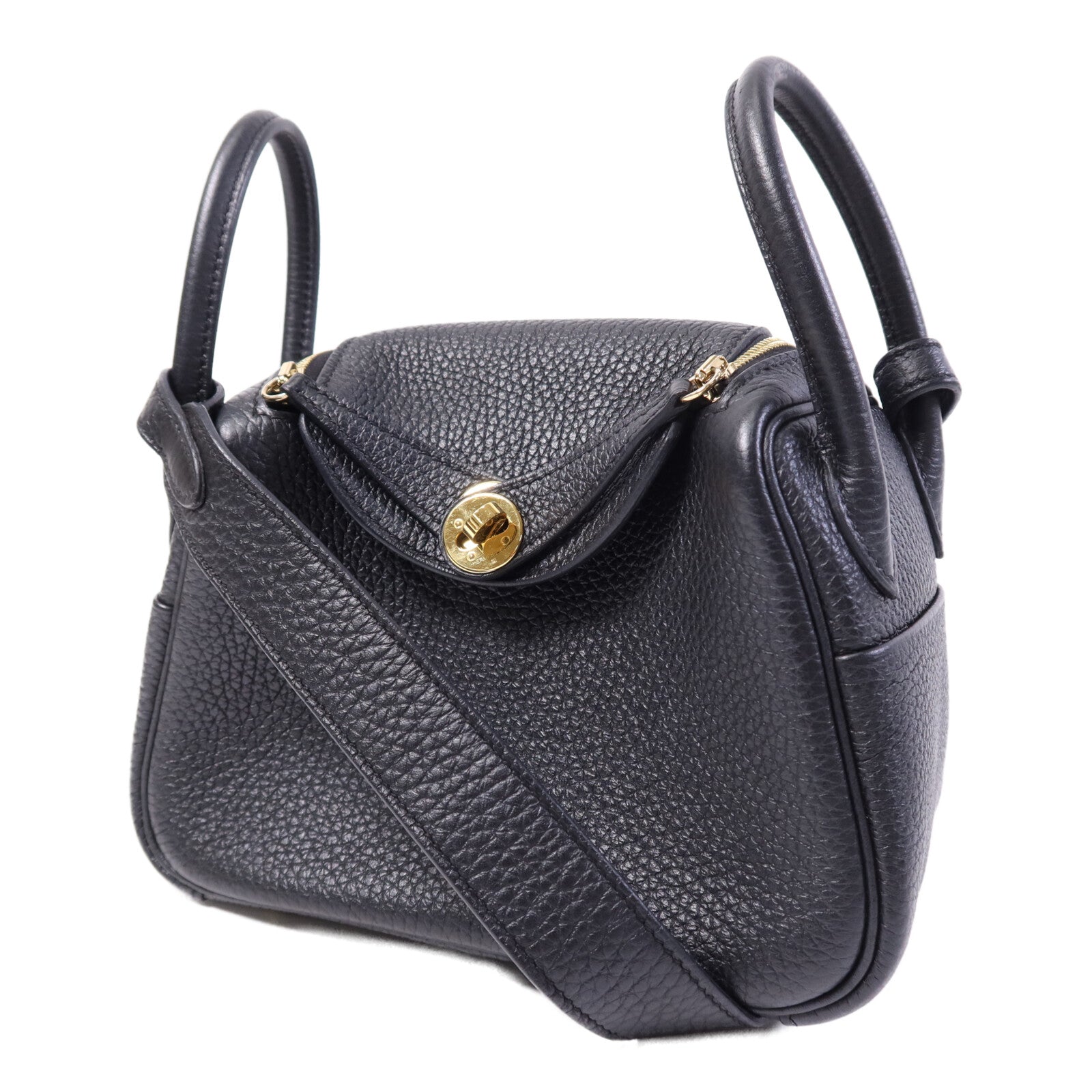 HERMES Clemence皮革Mini Lindy金扣手挽肩背兩用袋Nior