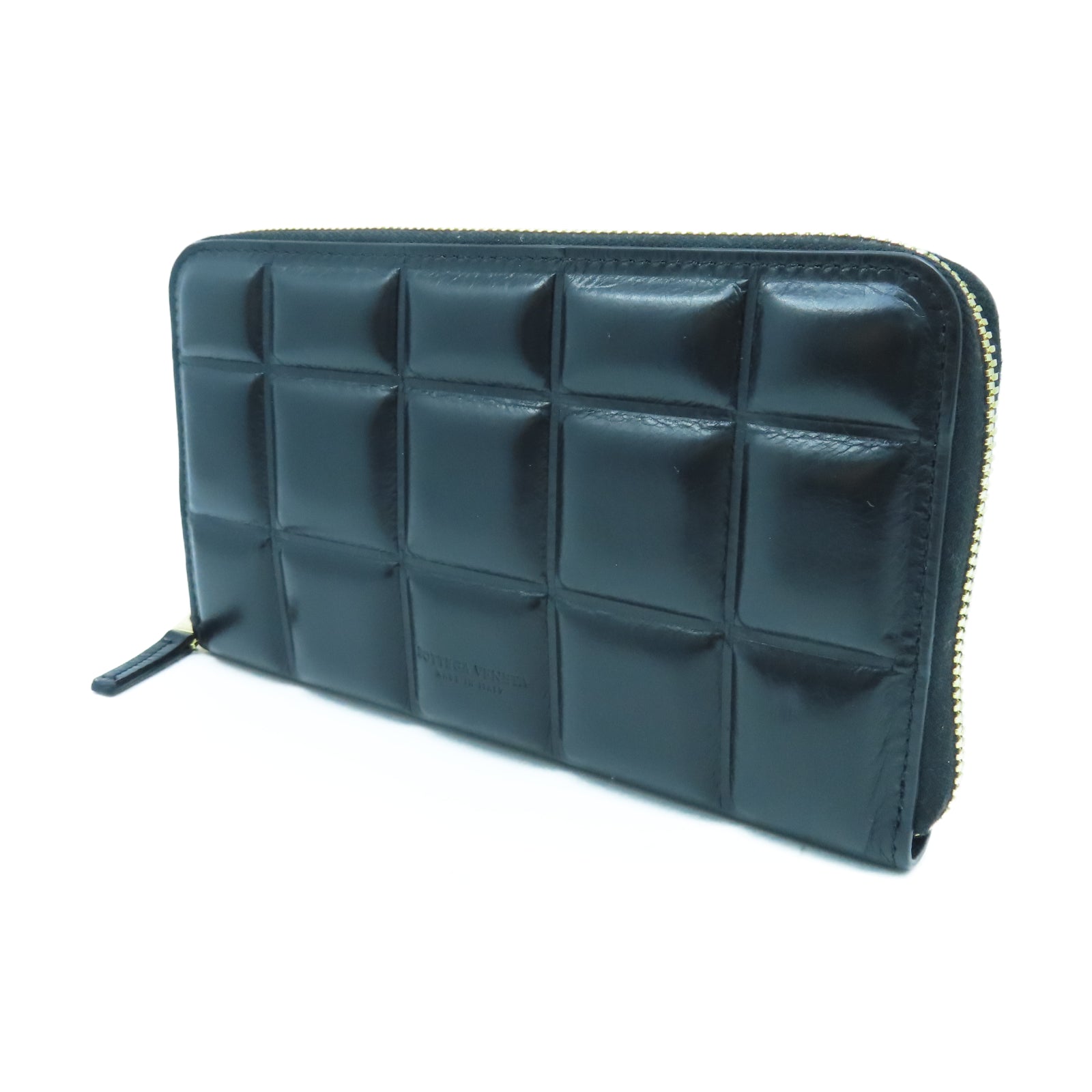 BOTTEGA VENETA 【激減優惠】牛皮皮革Zipper Long Wallet金扣長錢包黑色