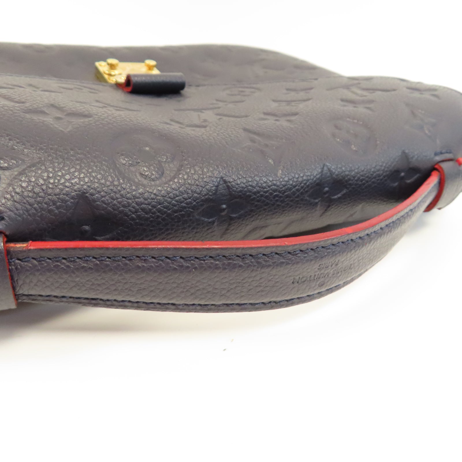 LOUIS VUITTON Monogram Empreinte Pochette Metis金扣手挽肩背兩用袋深藍色