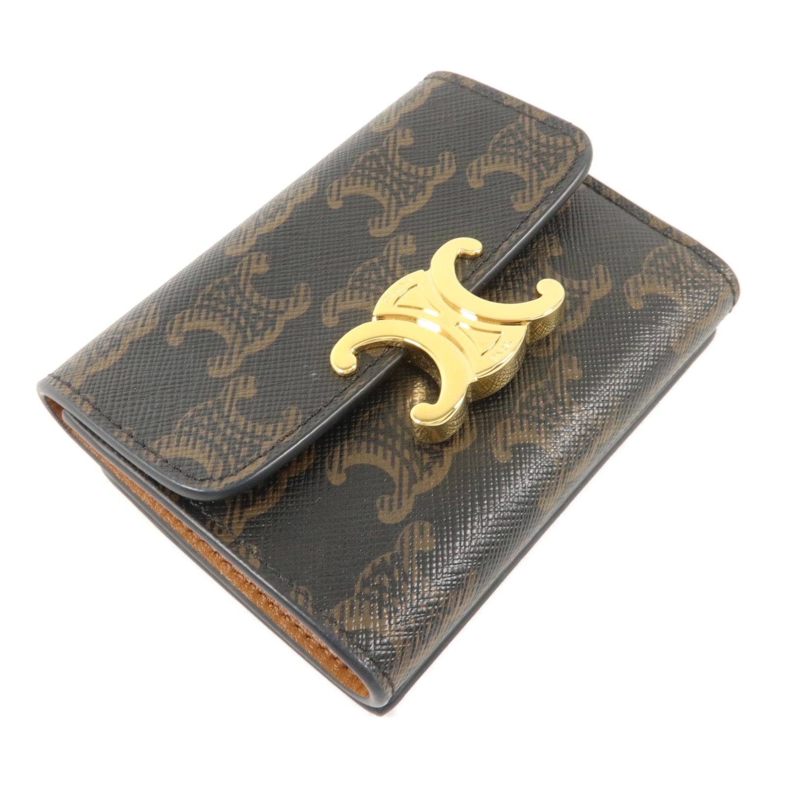 CELINE 塗層帆布Compact Wallet With Coin Triomphe錢包