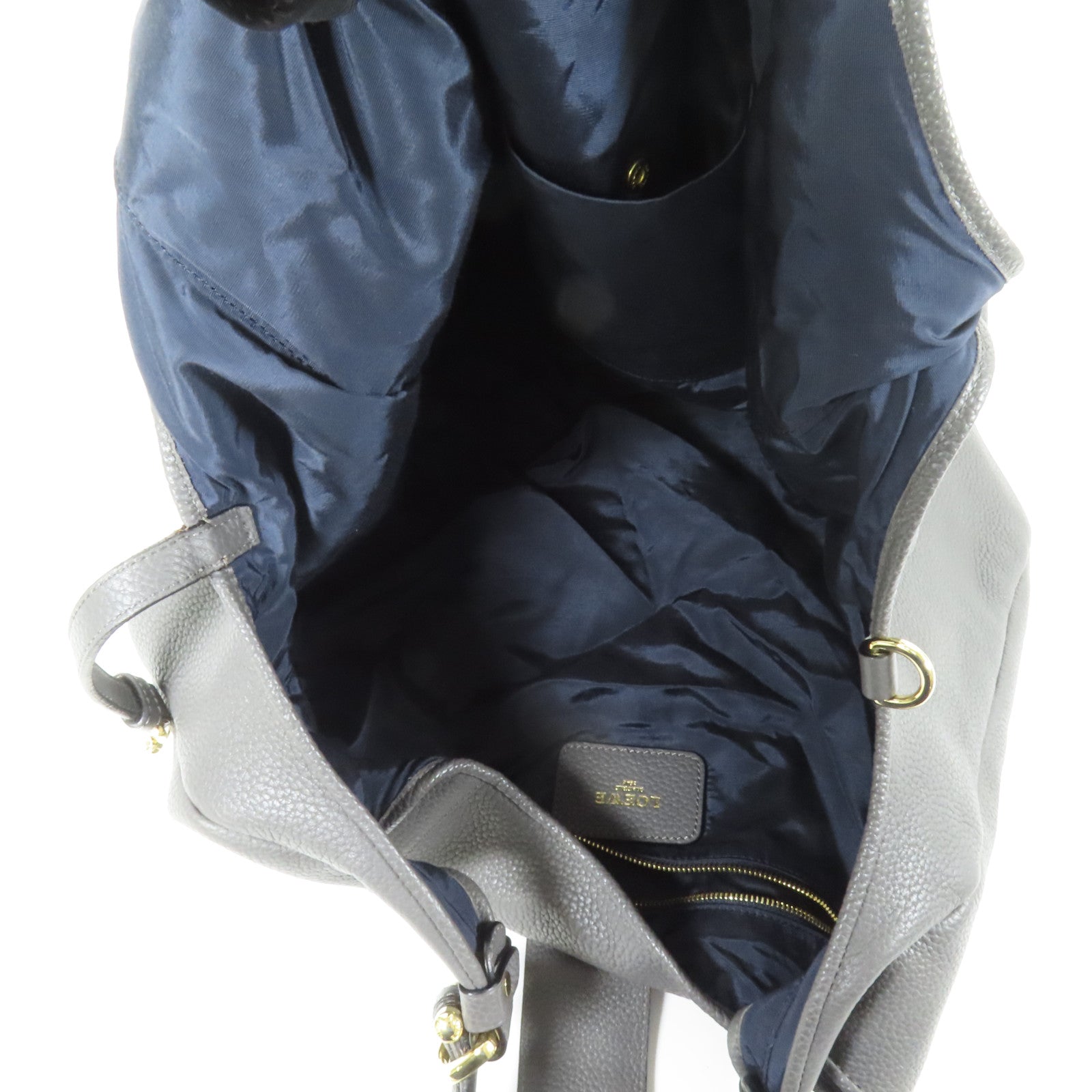 LOEWE 牛皮皮革Tote Bag金扣扣肩背袋