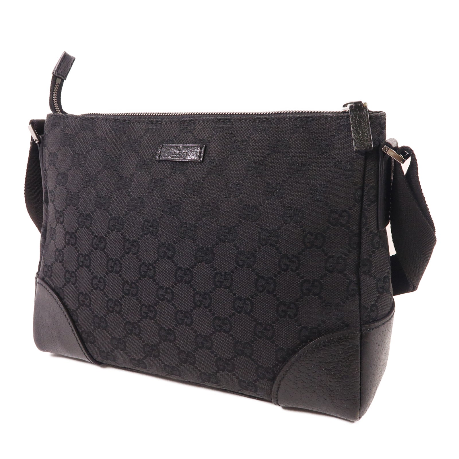 GUCCI 帆布Shoulder Bag銀扣肩背袋