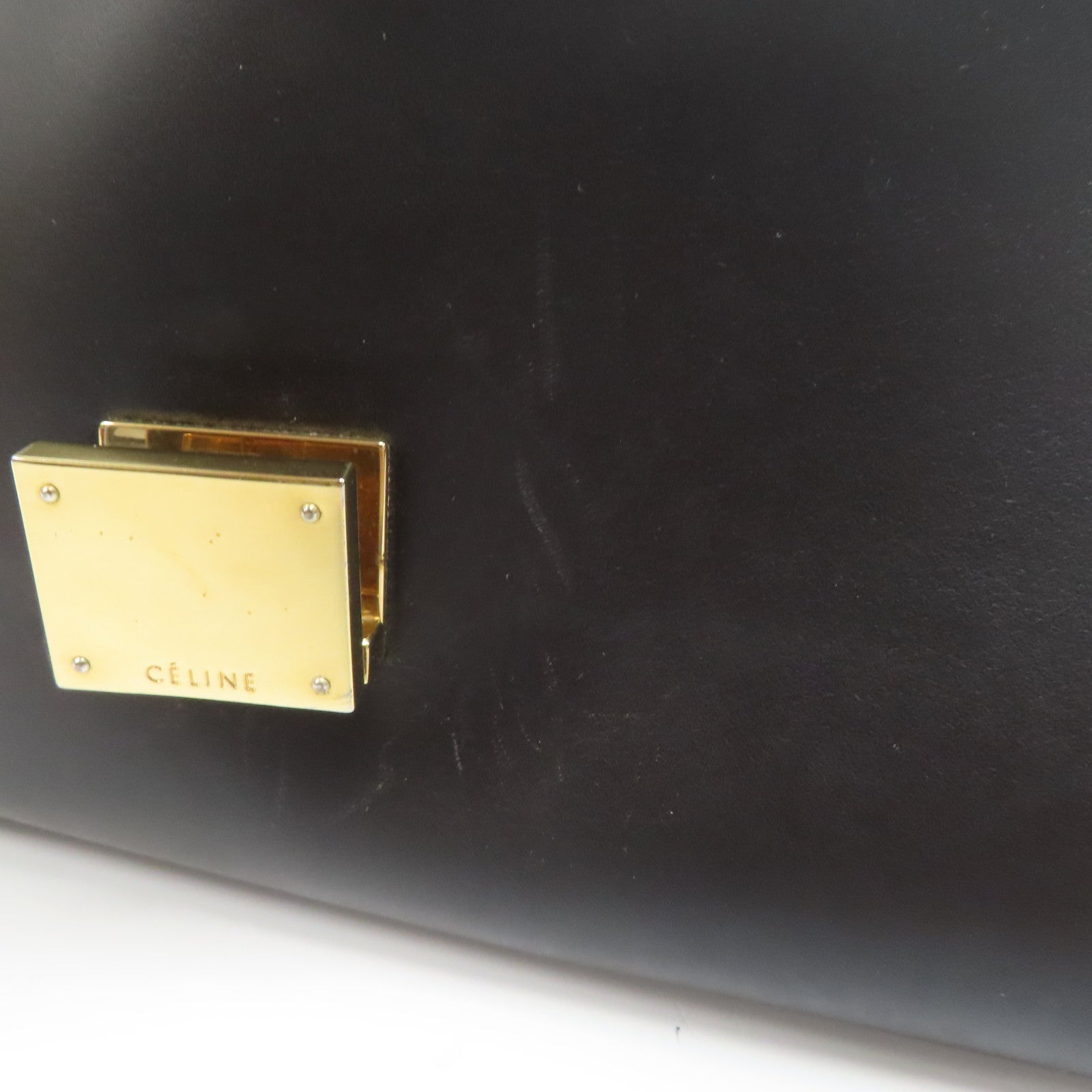 CELINE 牛皮皮革Trapeze PM金扣手挽肩背兩用袋灰色/紅色/黑色