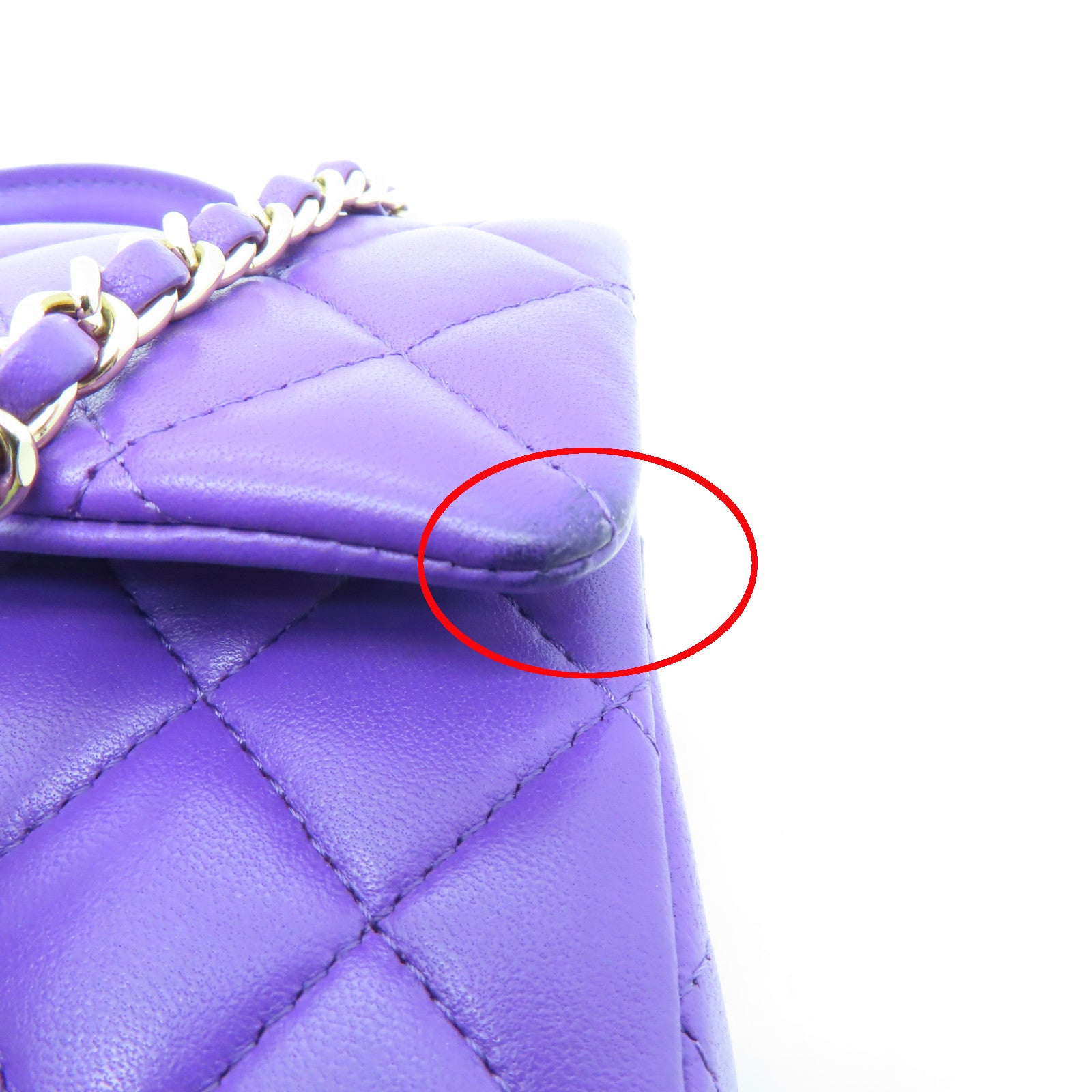 CHANEL 【激減優惠】菱格羊皮皮革CF20金扣手挽肩背兩用袋紫色
