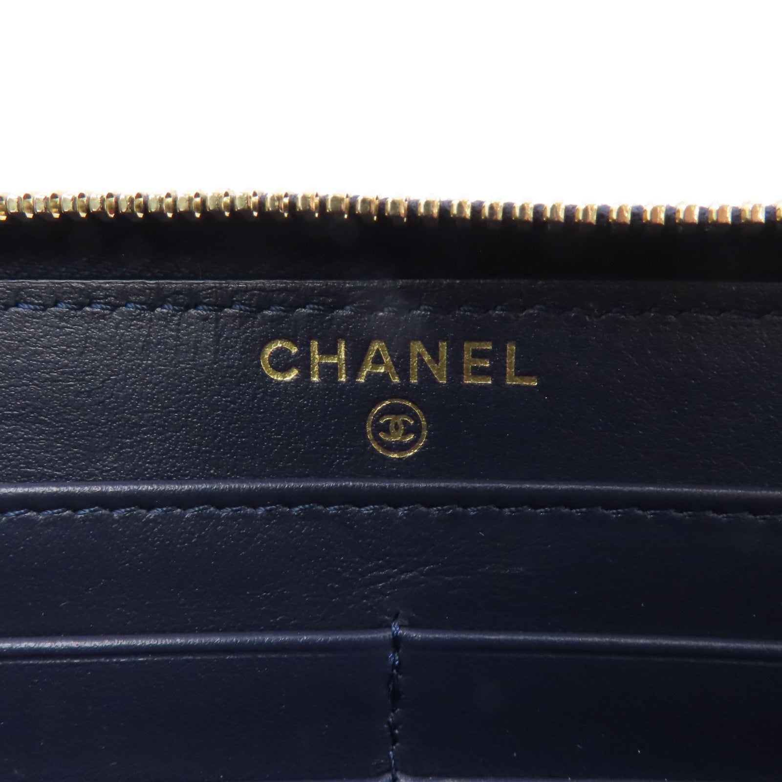 CHANEL 【激減優惠】牛仔布Zipped Long Wallet金扣長錢包藍色